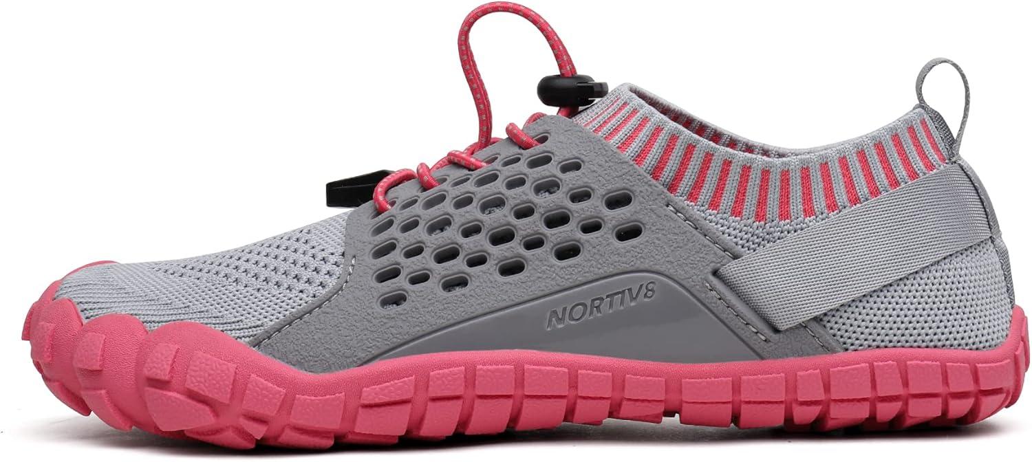 imageNORTIV 8 Womens Water Shoes Barefoot Quick Dry Aqua Swim Shoes for Beach Sports Fishing Hiking Boating Surfing Shoes TREKLADYLightGreyWatermelonRed