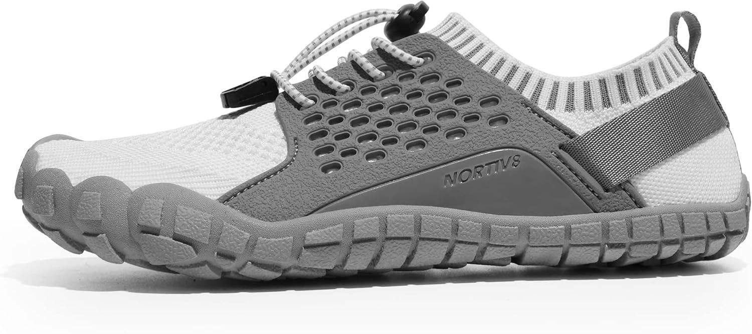 imageNORTIV 8 Womens Water Shoes Barefoot Quick Dry Aqua Swim Shoes for Beach Sports Fishing Hiking Boating Surfing Shoes TREKLADYWhiteGrey