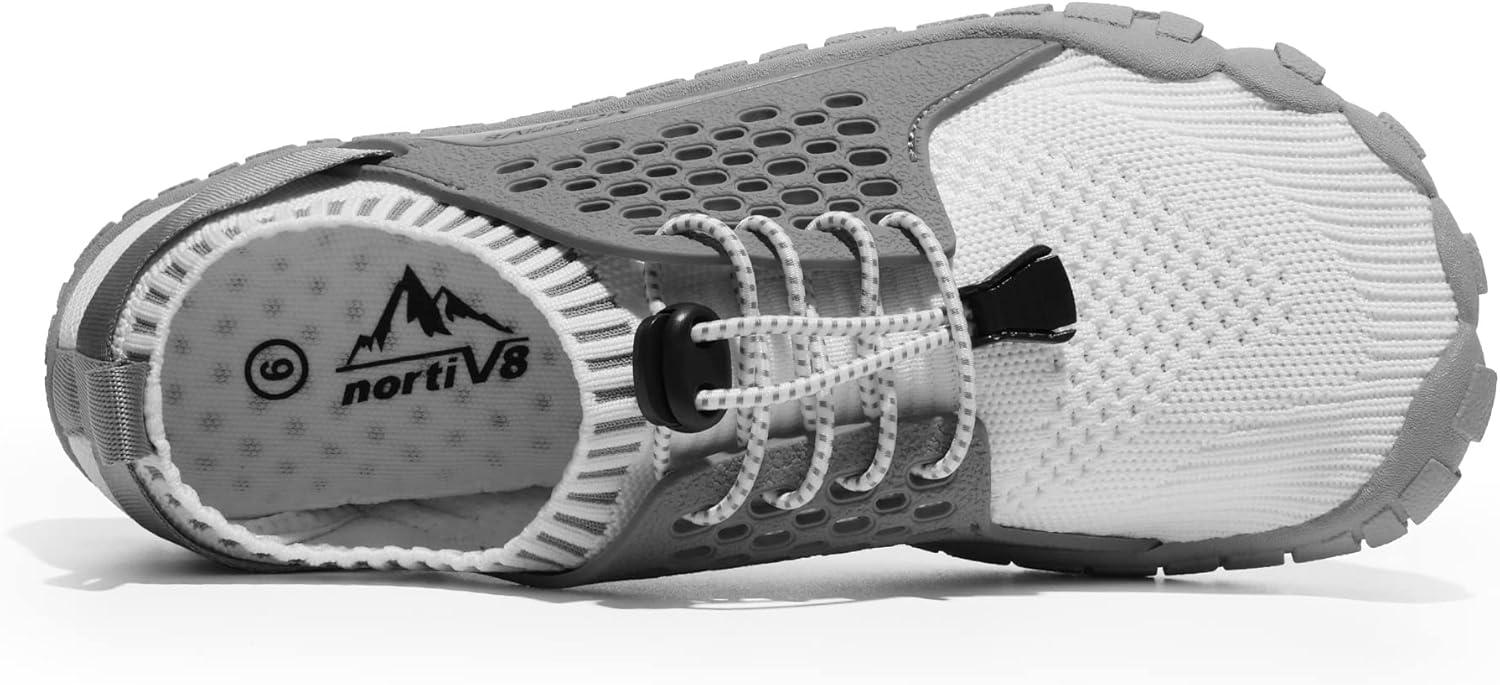 imageNORTIV 8 Womens Water Shoes Barefoot Quick Dry Aqua Swim Shoes for Beach Sports Fishing Hiking Boating Surfing Shoes TREKLADYWhiteGrey
