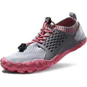 NORTIV 8 Women’s Water Shoes Barefoot Quick Dry Aqua Swim Shoes for Beach Sports Fishing Hiking Boating Surfing Shoes TREKLADY(Light/Grey/Watermelon/Red)