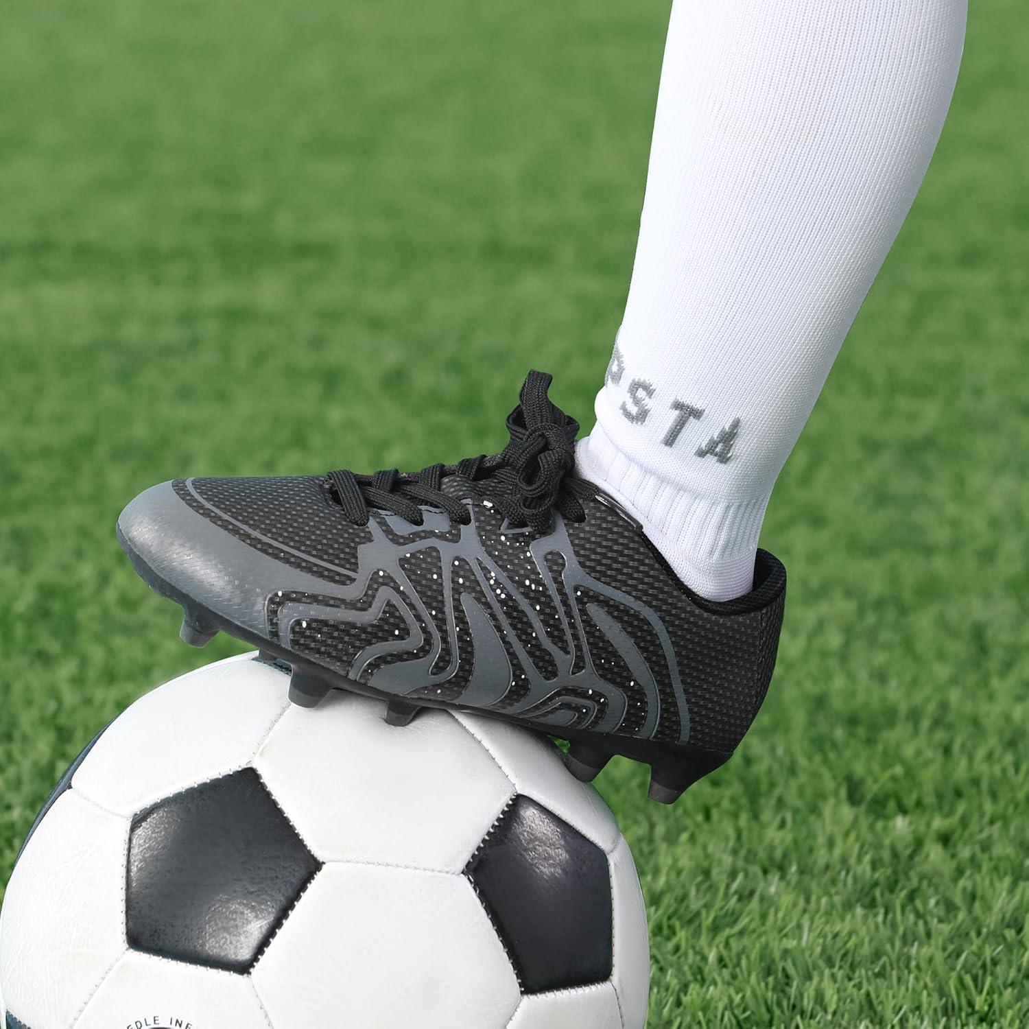 imageDREAM PAIRS Boys Girls Soccer Cleats Youth Firm Groud Baseball Cleats Sport Athletic Outdoor Trainning Football Shoes for LittleBig KidBlackDarkGreyWhite