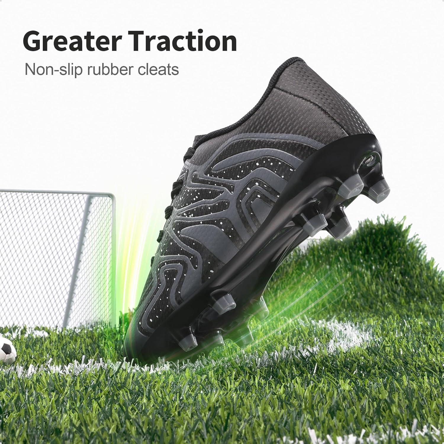imageDREAM PAIRS Boys Girls Soccer Cleats Youth Firm Groud Baseball Cleats Sport Athletic Outdoor Trainning Football Shoes for LittleBig KidBlackDarkGreyWhite