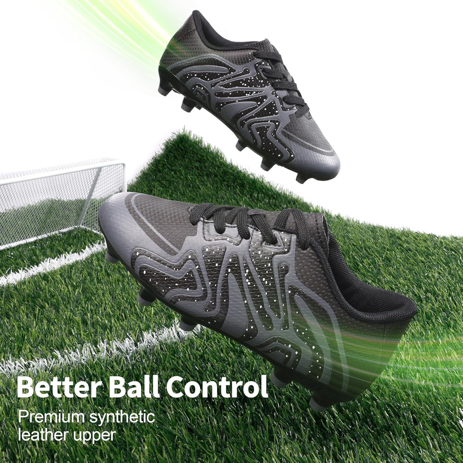 imageDREAM PAIRS Boys Girls Soccer Cleats Youth Firm Groud Baseball Cleats Sport Athletic Outdoor Trainning Football Shoes for LittleBig KidBlackDarkGreyWhite