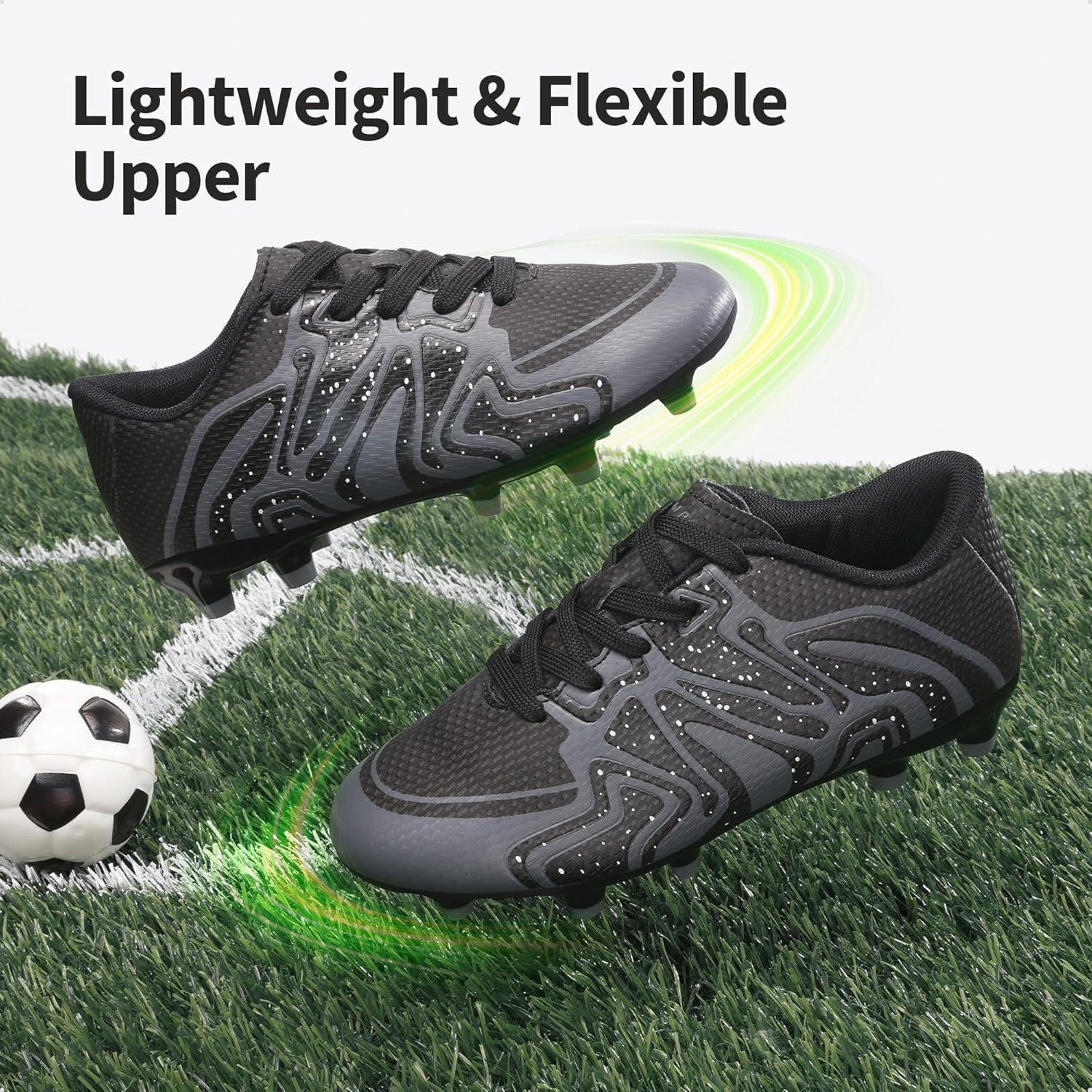 imageDREAM PAIRS Boys Girls Soccer Cleats Youth Firm Groud Baseball Cleats Sport Athletic Outdoor Trainning Football Shoes for LittleBig KidBlackDarkGreyWhite