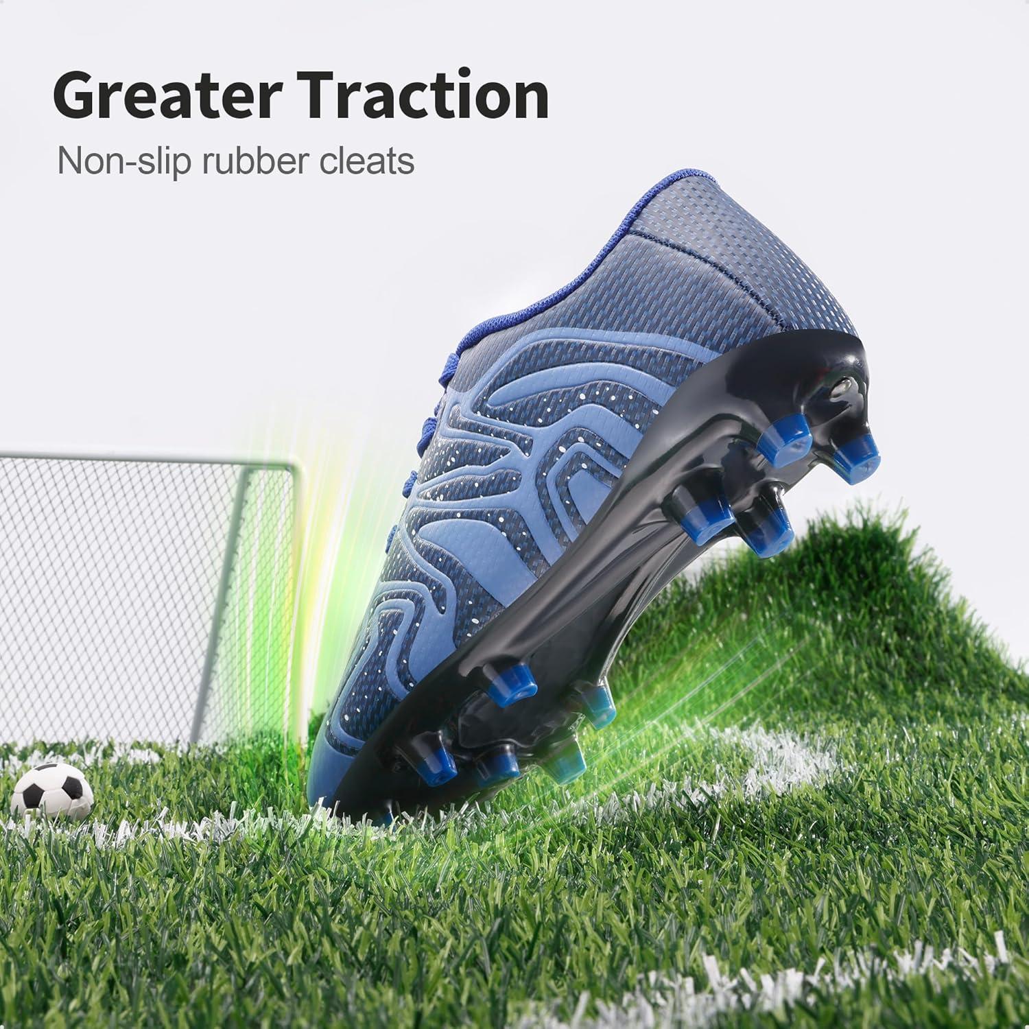 imageDREAM PAIRS Boys Girls Soccer Cleats Youth Firm Groud Baseball Cleats Sport Athletic Outdoor Trainning Football Shoes for LittleBig KidNavyRoyalWht