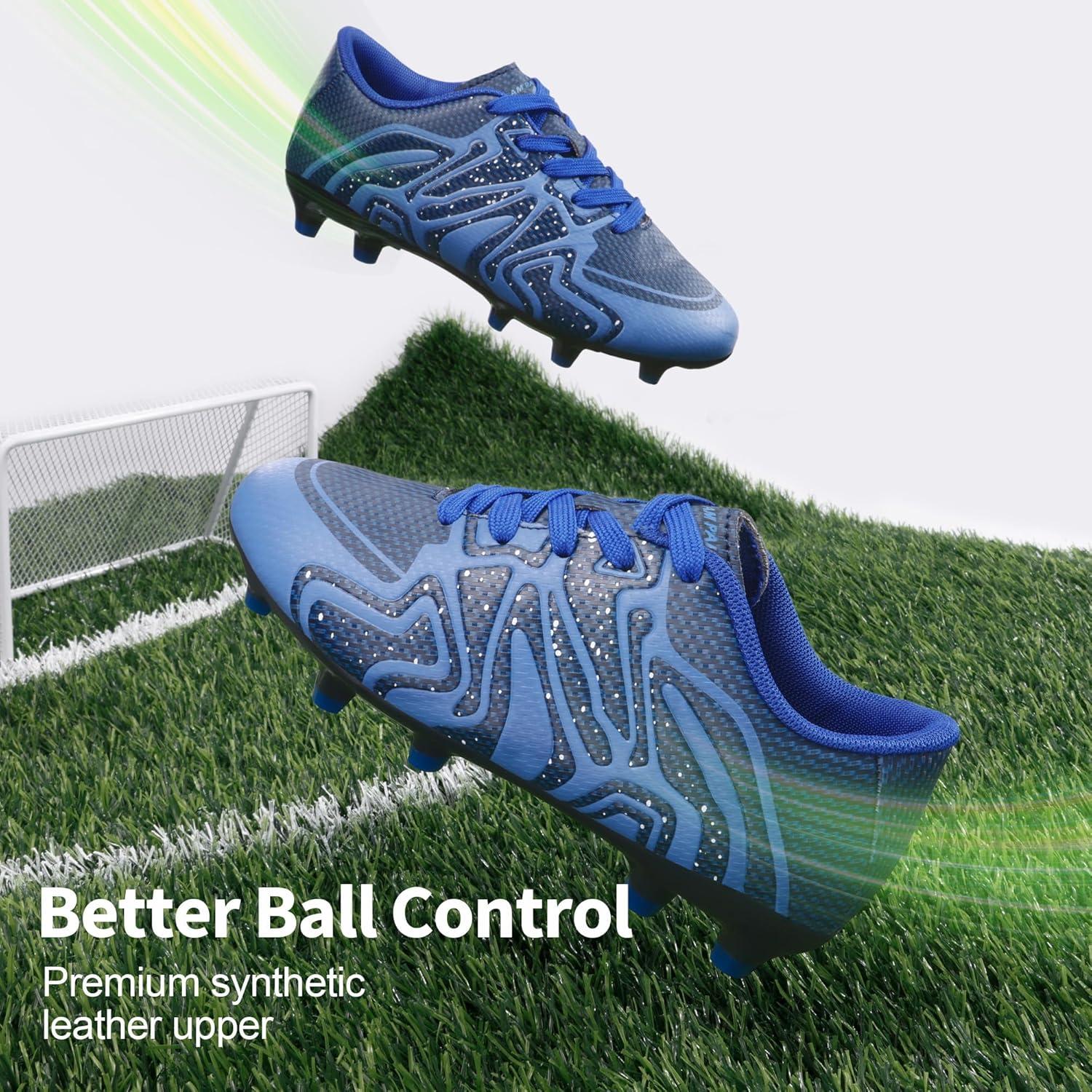 imageDREAM PAIRS Boys Girls Soccer Cleats Youth Firm Groud Baseball Cleats Sport Athletic Outdoor Trainning Football Shoes for LittleBig KidNavyRoyalWht