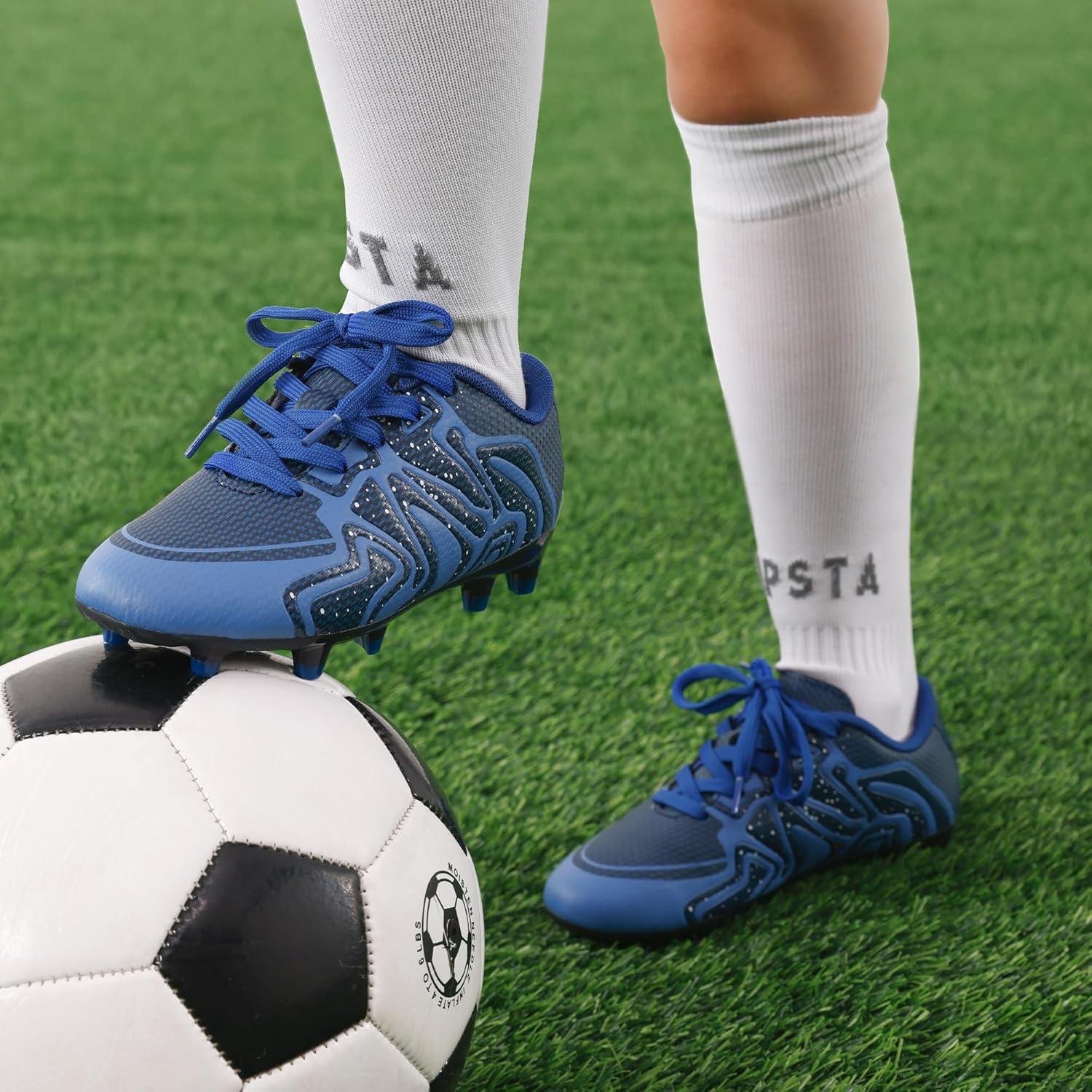 imageDREAM PAIRS Boys Girls Soccer Cleats Youth Firm Groud Baseball Cleats Sport Athletic Outdoor Trainning Football Shoes for LittleBig KidNavyRoyalWht