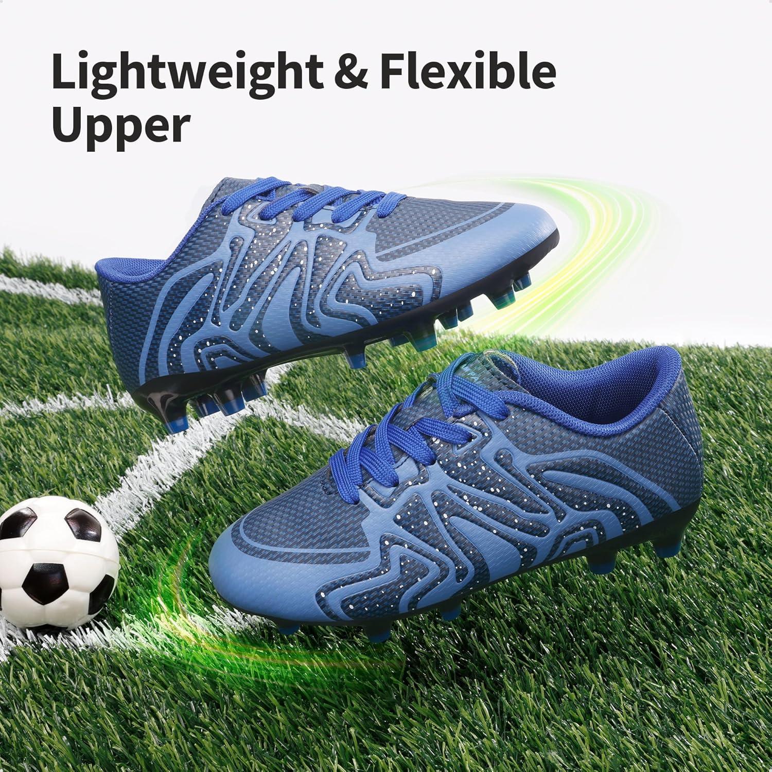 imageDREAM PAIRS Boys Girls Soccer Cleats Youth Firm Groud Baseball Cleats Sport Athletic Outdoor Trainning Football Shoes for LittleBig KidNavyRoyalWht