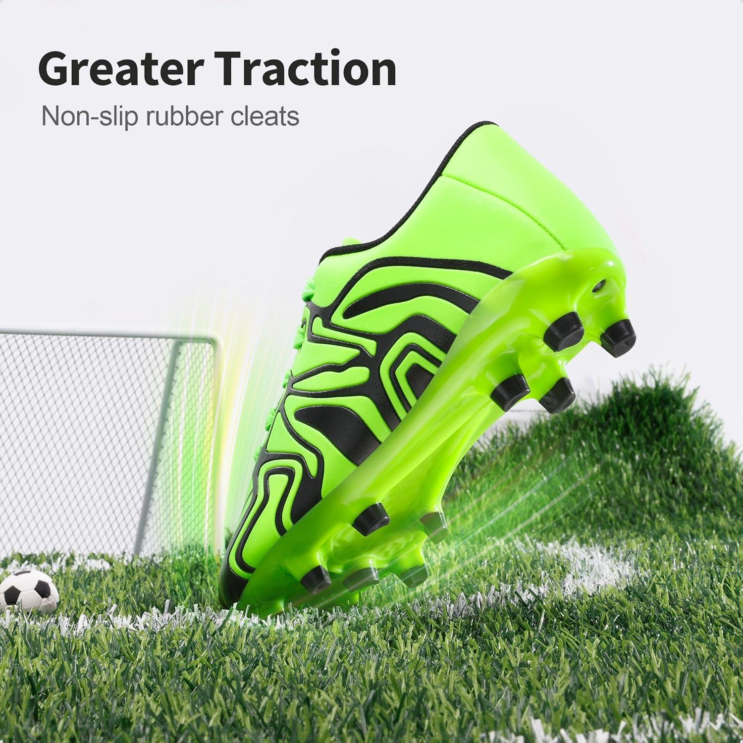 imageDREAM PAIRS Boys Girls Soccer Cleats Youth Firm Groud Baseball Cleats Sport Athletic Outdoor Trainning Football Shoes for LittleBig KidNeon GreenBlack