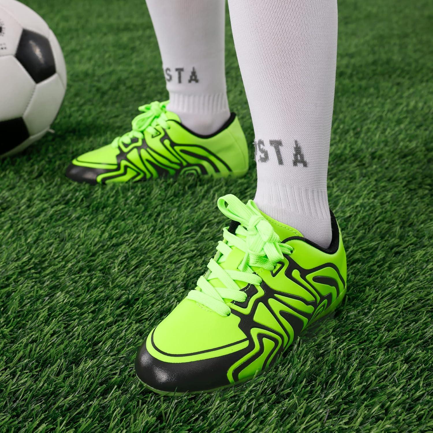 imageDREAM PAIRS Boys Girls Soccer Cleats Youth Firm Groud Baseball Cleats Sport Athletic Outdoor Trainning Football Shoes for LittleBig KidNeon GreenBlack