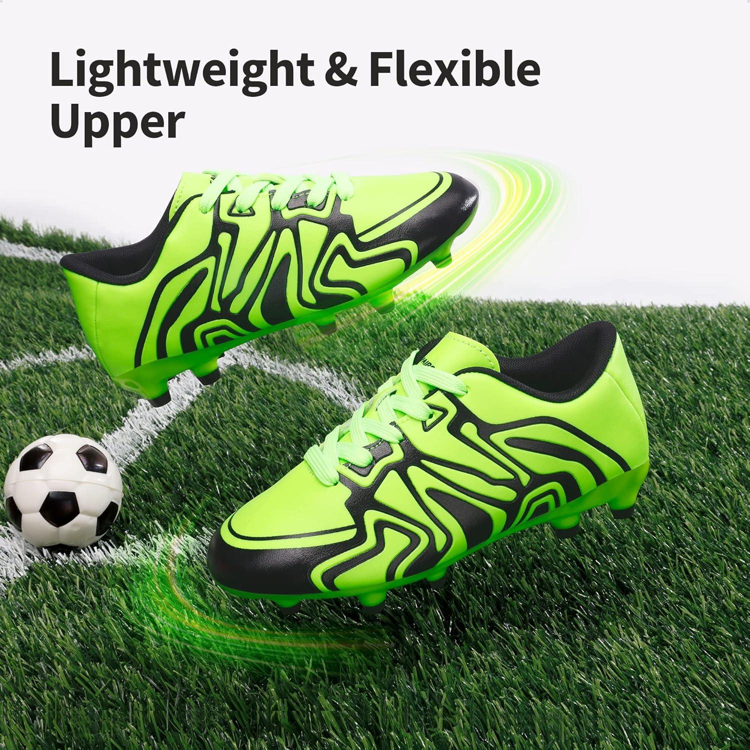 imageDREAM PAIRS Boys Girls Soccer Cleats Youth Firm Groud Baseball Cleats Sport Athletic Outdoor Trainning Football Shoes for LittleBig KidNeon GreenBlack