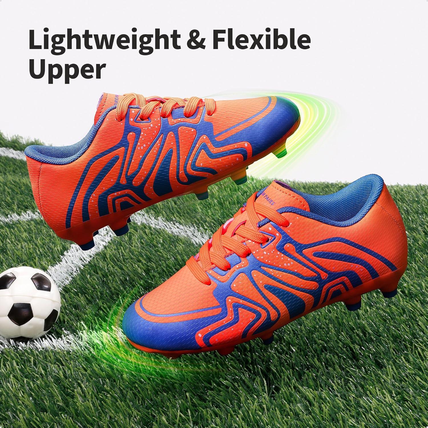imageDREAM PAIRS Boys Girls Soccer Cleats Youth Firm Groud Baseball Cleats Sport Athletic Outdoor Trainning Football Shoes for LittleBig KidOrange