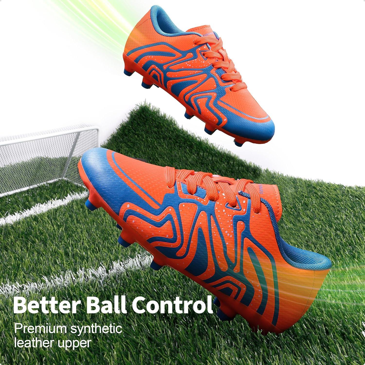 imageDREAM PAIRS Boys Girls Soccer Cleats Youth Firm Groud Baseball Cleats Sport Athletic Outdoor Trainning Football Shoes for LittleBig KidOrange
