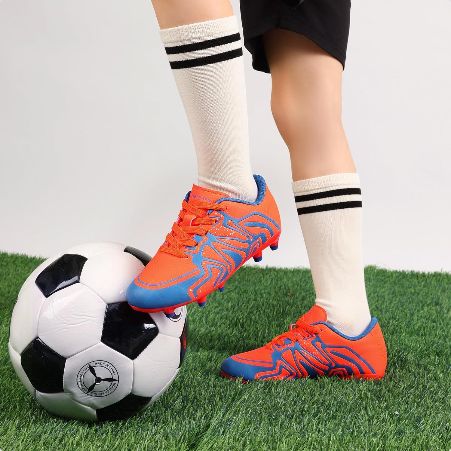 imageDREAM PAIRS Boys Girls Soccer Cleats Youth Firm Groud Baseball Cleats Sport Athletic Outdoor Trainning Football Shoes for LittleBig KidOrange