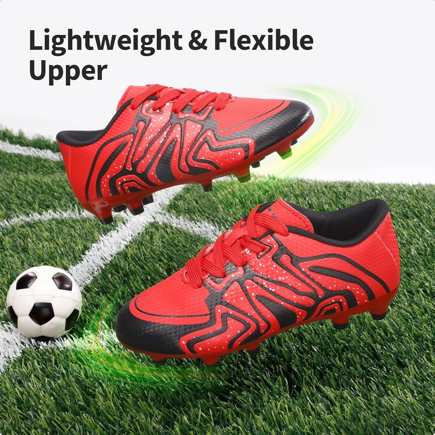 imageDREAM PAIRS Boys Girls Soccer Cleats Youth Firm Groud Baseball Cleats Sport Athletic Outdoor Trainning Football Shoes for LittleBig KidRedBlackSilver