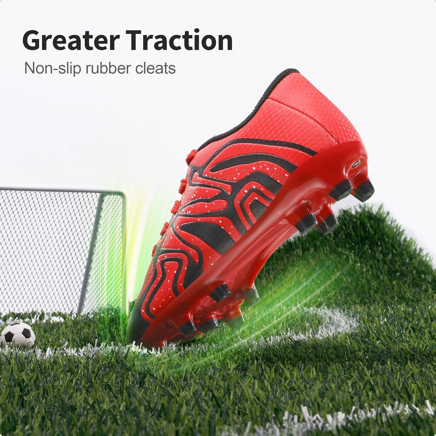 imageDREAM PAIRS Boys Girls Soccer Cleats Youth Firm Groud Baseball Cleats Sport Athletic Outdoor Trainning Football Shoes for LittleBig KidRedBlackSilver