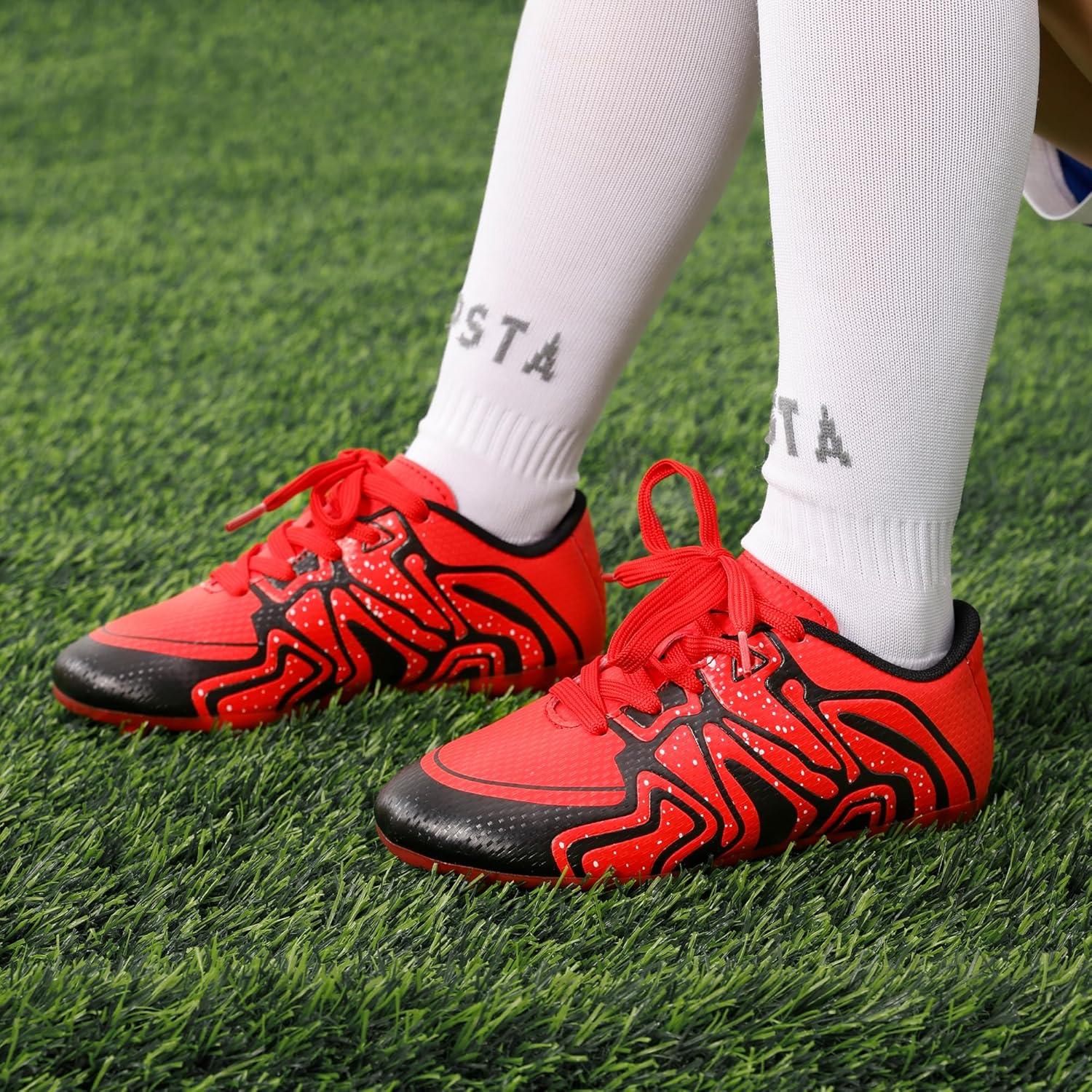 imageDREAM PAIRS Boys Girls Soccer Cleats Youth Firm Groud Baseball Cleats Sport Athletic Outdoor Trainning Football Shoes for LittleBig KidRedBlackSilver