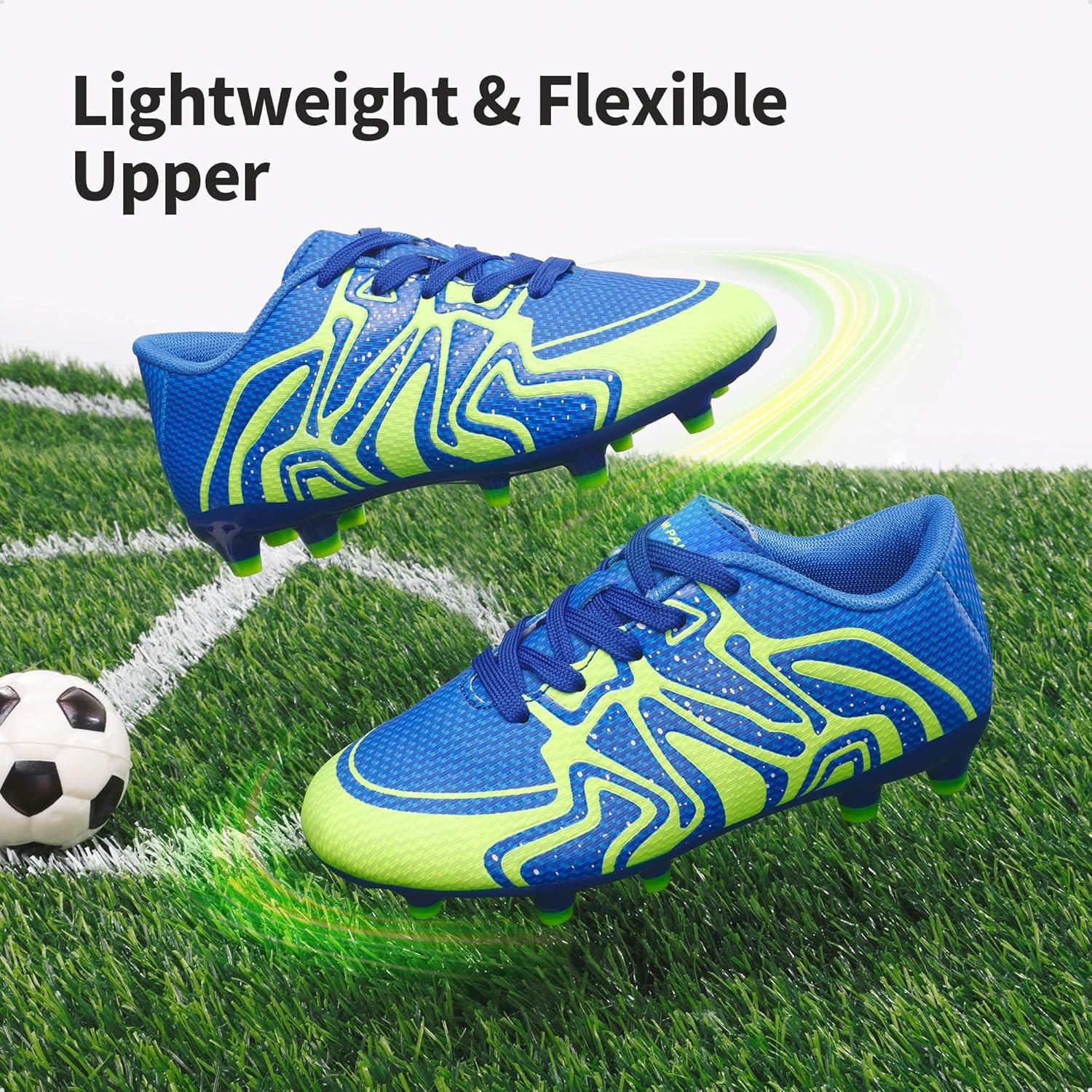imageDREAM PAIRS Boys Girls Soccer Cleats Youth Firm Groud Baseball Cleats Sport Athletic Outdoor Trainning Football Shoes for LittleBig KidRoyalLemonGreenSilver