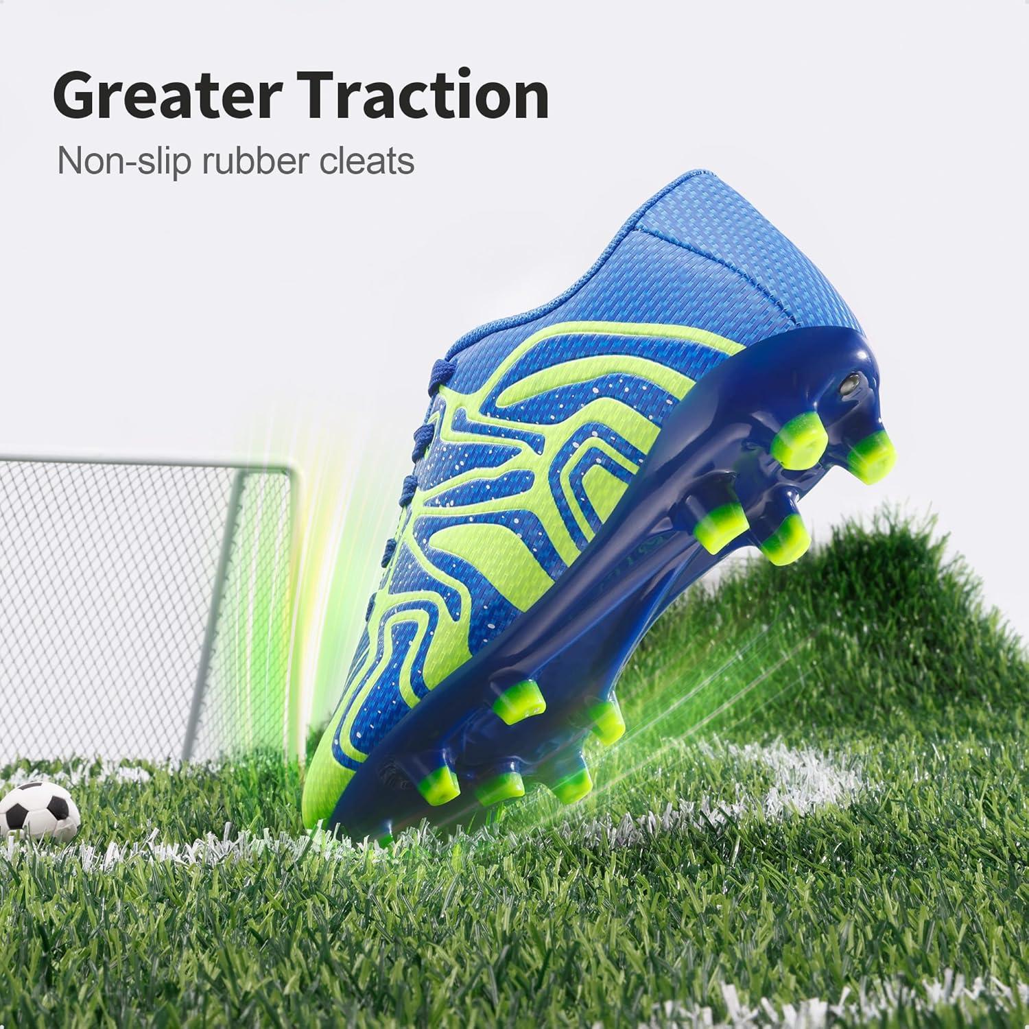 imageDREAM PAIRS Boys Girls Soccer Cleats Youth Firm Groud Baseball Cleats Sport Athletic Outdoor Trainning Football Shoes for LittleBig KidRoyalLemonGreenSilver