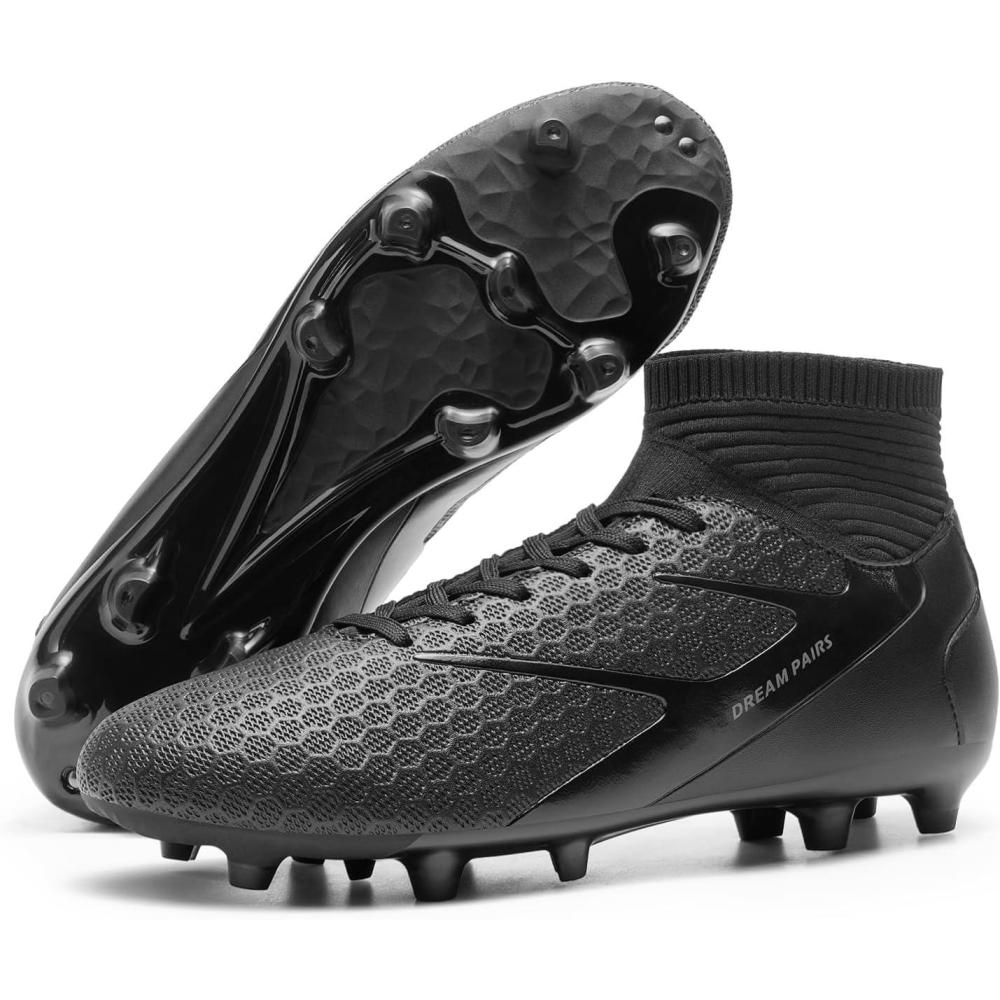 imageDREAM PAIRS Mens High Tops Lace Up Soccer Cleats Lightweight Professional Athletic Football Cleats Mens Athletic Shoes for Training SoccerBlack