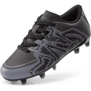 DREAM PAIRS Boys Girls Soccer Cleats Youth Firm Groud Baseball Cleats Sport Athletic Outdoor Trainning Football Shoes for Little/Big Kid(Black/Dark/Grey/White)