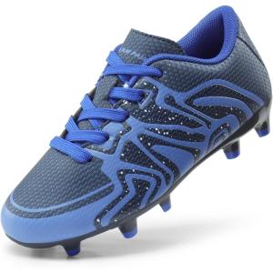 DREAM PAIRS Boys Girls Soccer Cleats Youth Firm Groud Baseball Cleats Sport Athletic Outdoor Trainning Football Shoes for Little/Big Kid(Navy/Royal/Wht)