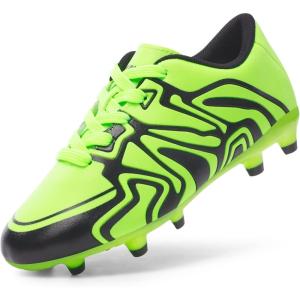 DREAM PAIRS Boys Girls Soccer Cleats Youth Firm Groud Baseball Cleats Sport Athletic Outdoor Trainning Football Shoes for Little/Big Kid(Neon Green/Black)