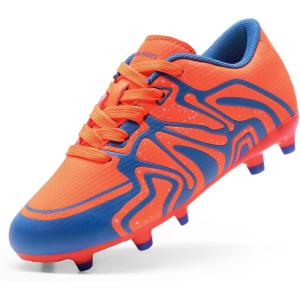 DREAM PAIRS Boys Girls Soccer Cleats Youth Firm Groud Baseball Cleats Sport Athletic Outdoor Trainning Football Shoes for Little/Big Kid(Orange)