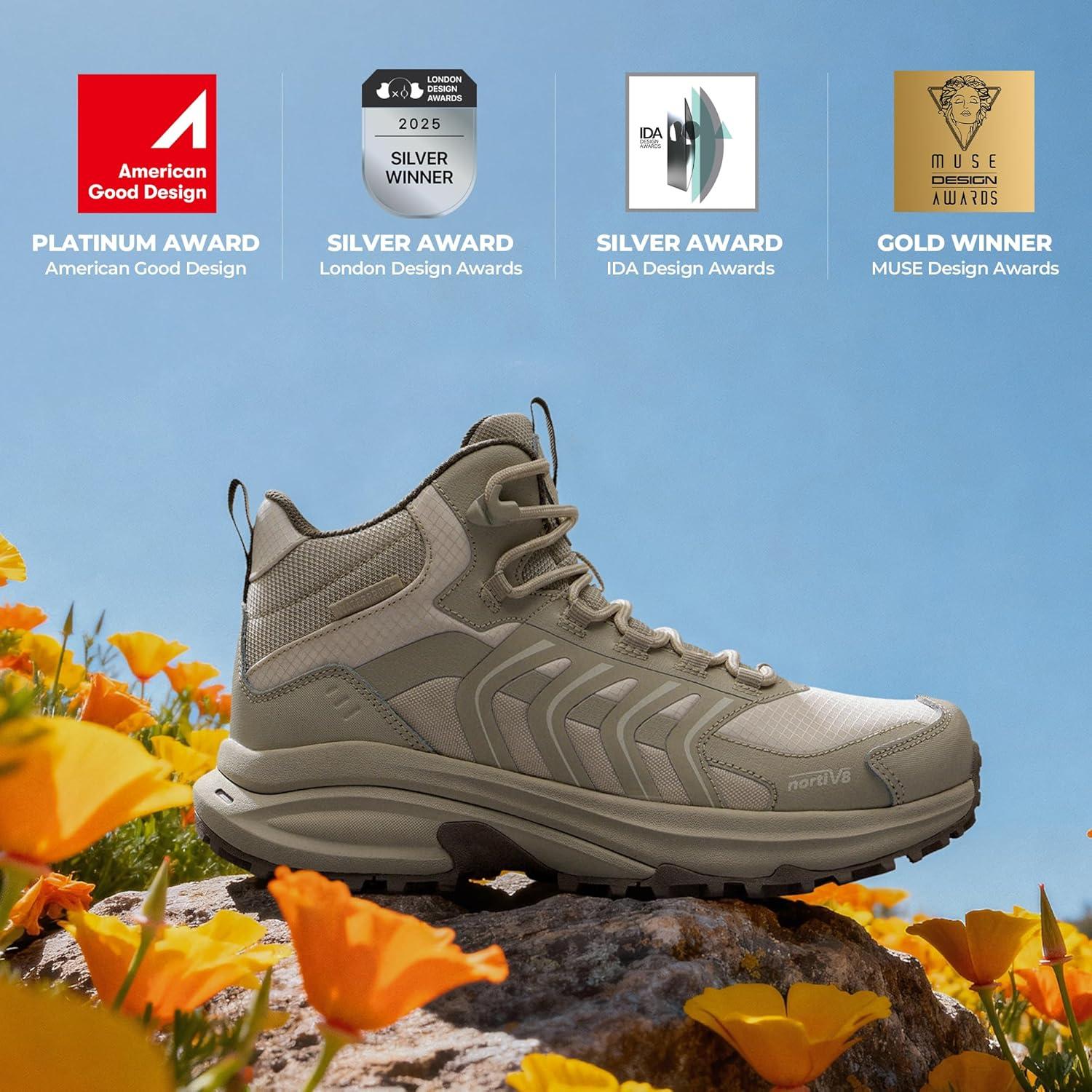 imageNORTIV 8 Womens Hiking Boots Waterproof Lightweight Outdoor Trekking Non Slip Comfortable Camping Ankle Breathable Boot Armadillo FieldLiteKhaki