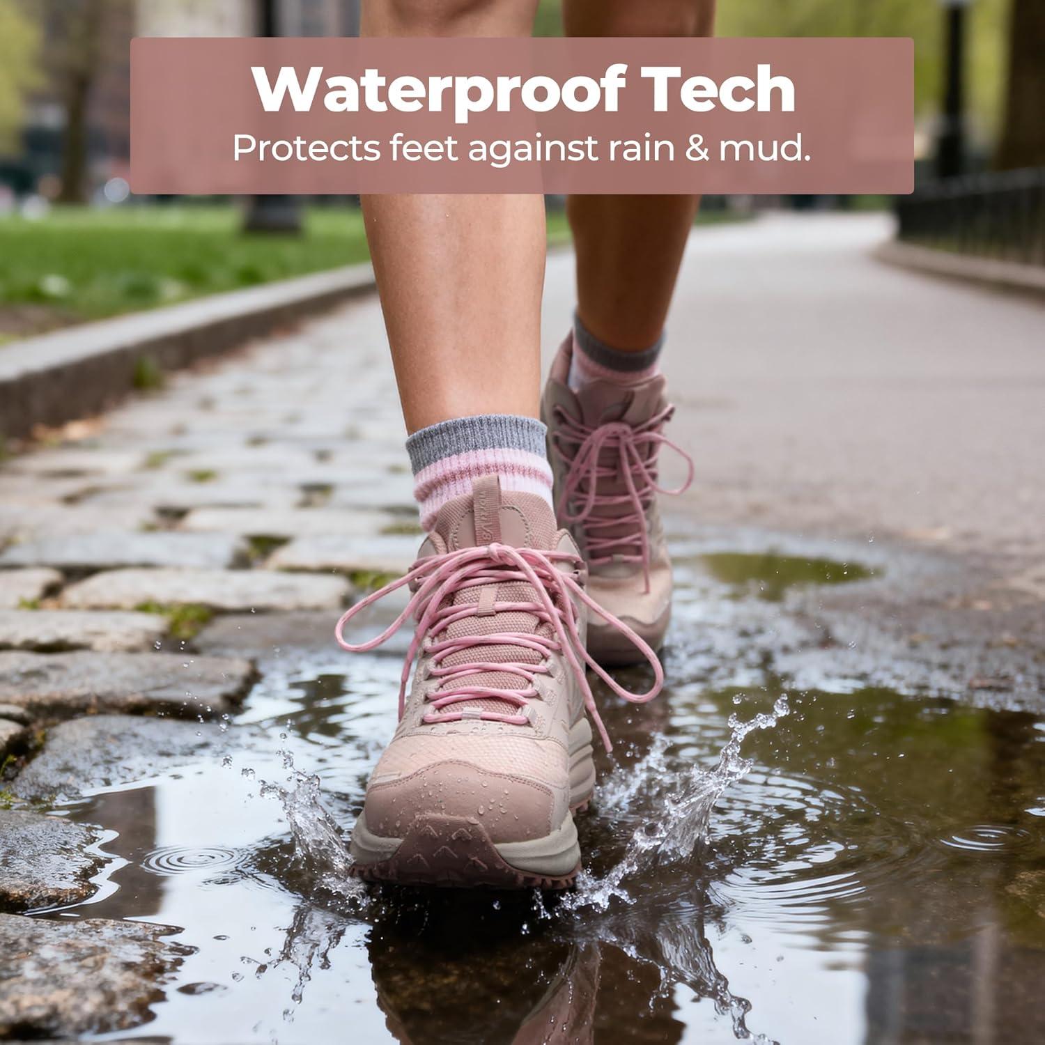 imageNORTIV 8 Womens Hiking Boots Waterproof Lightweight Outdoor Trekking Non Slip Comfortable Camping Ankle Breathable Boot Armadillo FieldLiteLight Pink