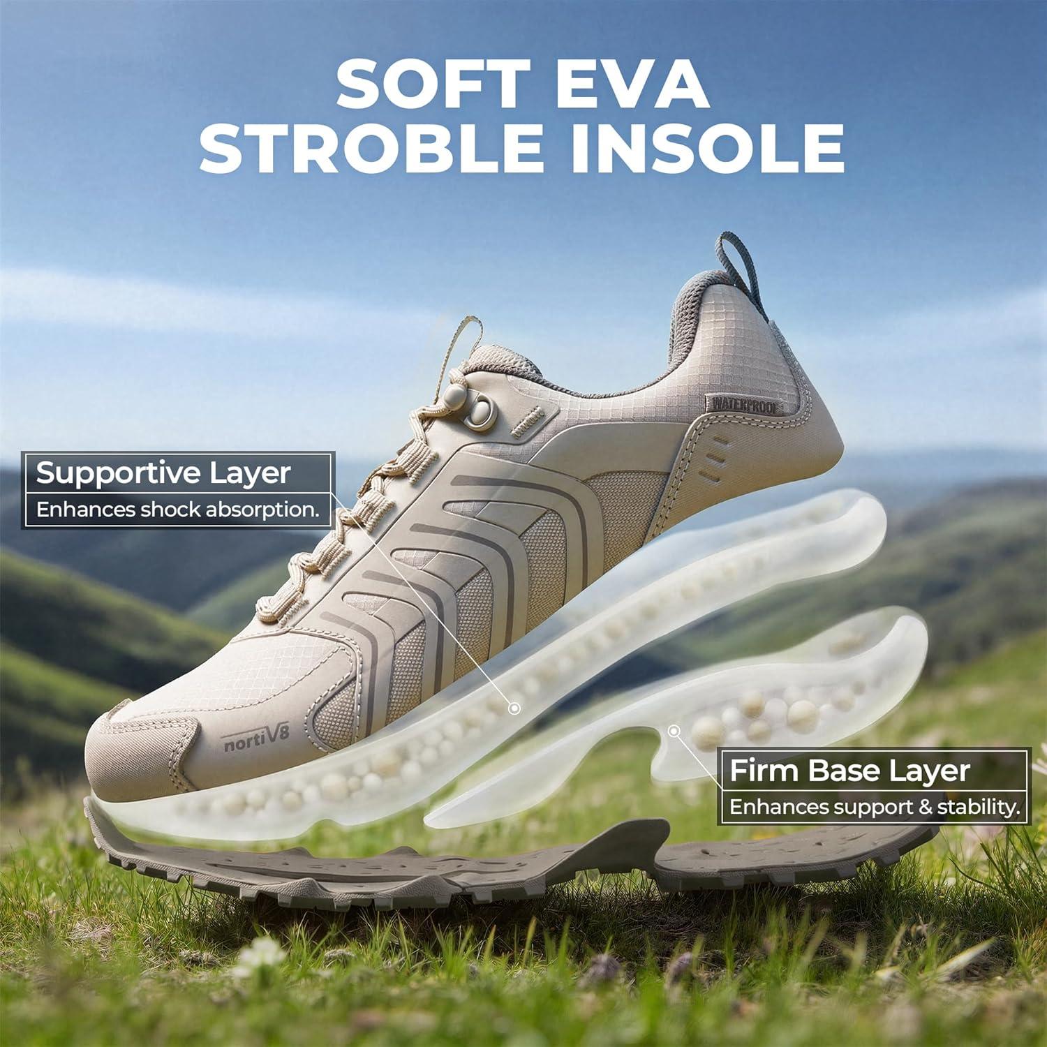 imageNORTIV 8 Womens Waterproof Hiking Shoes Lightweight for Walking All Day Comfort NonSlip Outdoor Trekking Camping Climbing Fashion Sneakers Armadillo FieldLiteKhaki