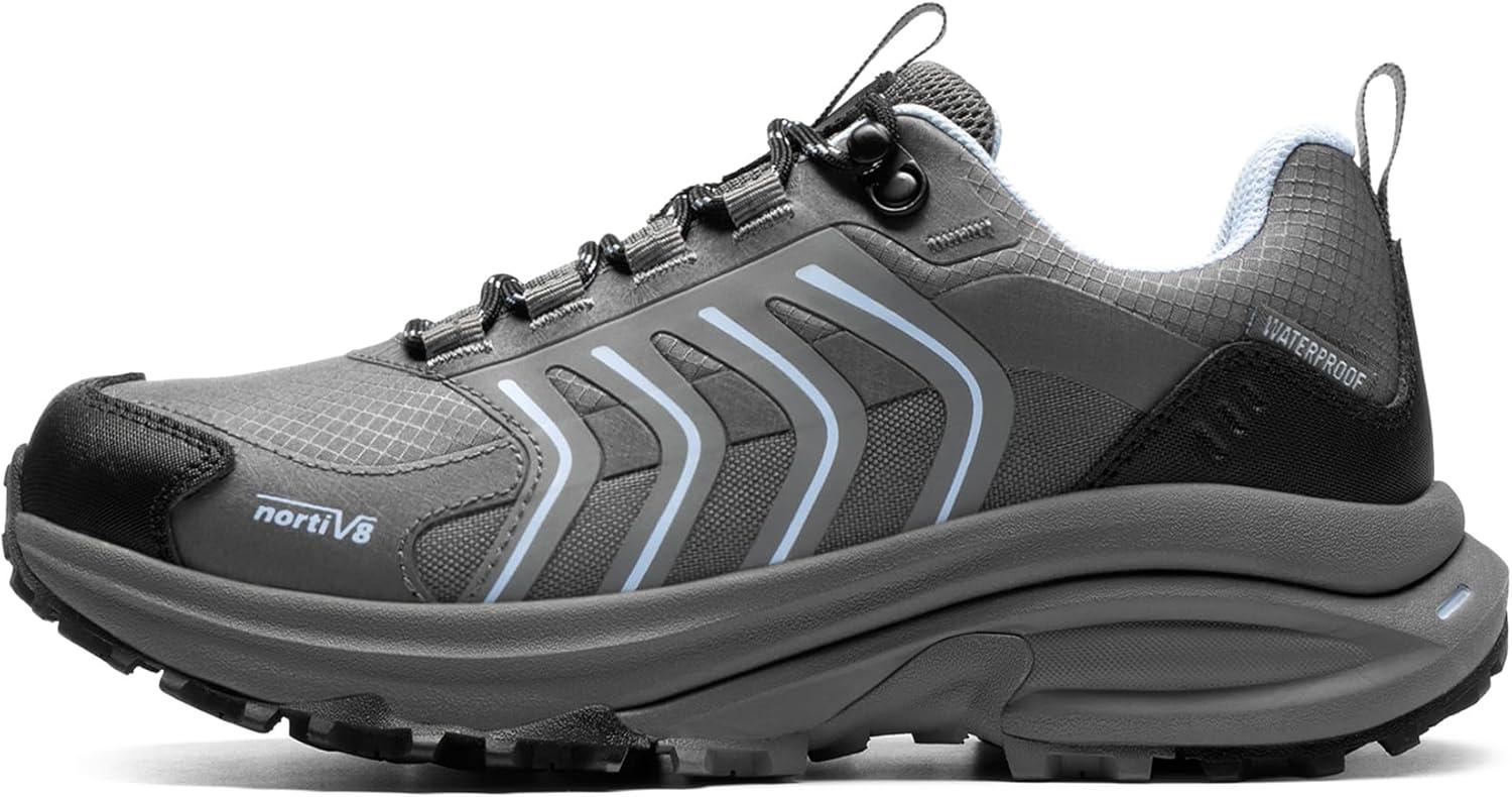 imageNORTIV 8 Womens Waterproof Hiking Shoes Lightweight for Walking All Day Comfort NonSlip Outdoor Trekking Camping Climbing Fashion Sneakers Armadillo FieldLiteDark Grey