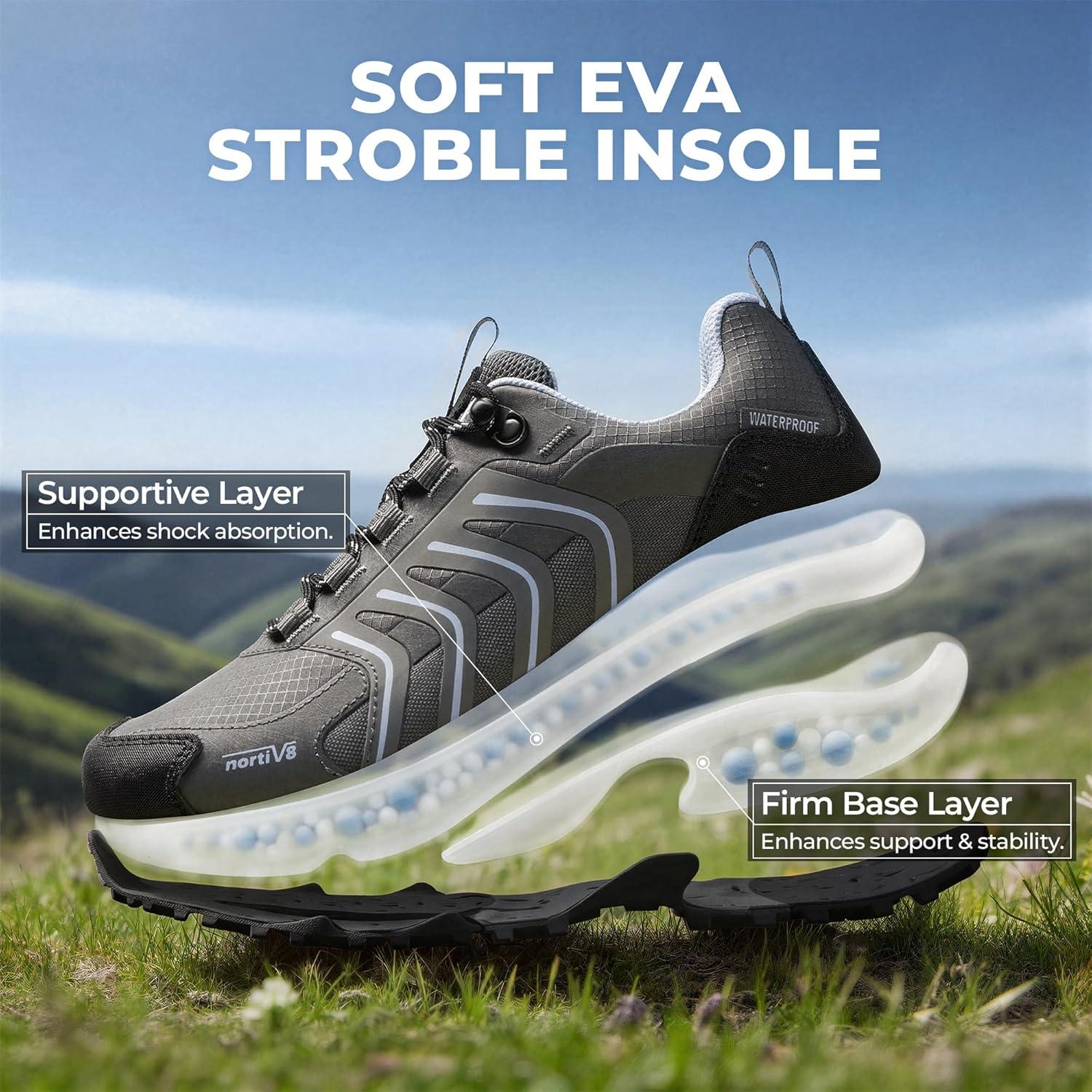 imageNORTIV 8 Womens Waterproof Hiking Shoes Lightweight for Walking All Day Comfort NonSlip Outdoor Trekking Camping Climbing Fashion Sneakers Armadillo FieldLiteDark Grey