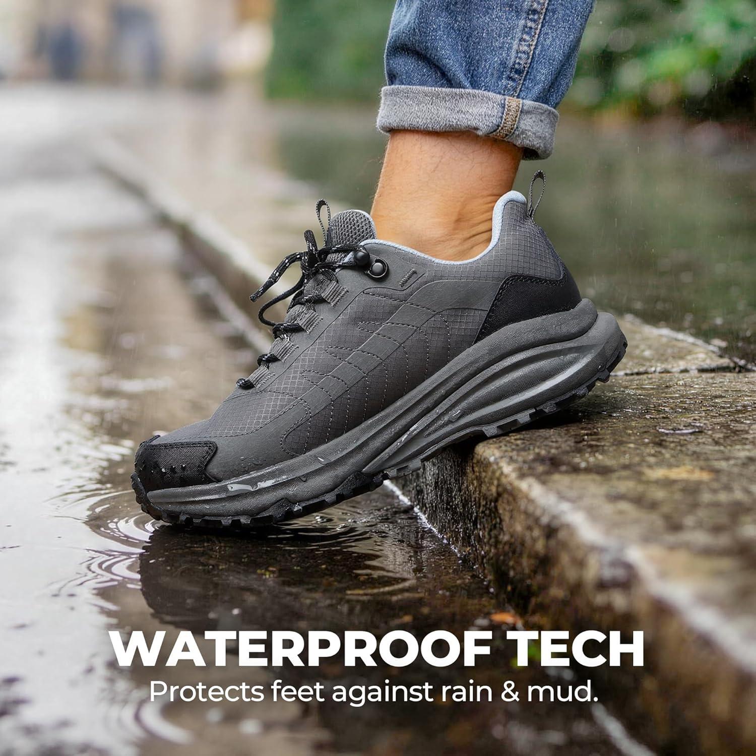 imageNORTIV 8 Womens Waterproof Hiking Shoes Lightweight for Walking All Day Comfort NonSlip Outdoor Trekking Camping Climbing Fashion Sneakers Armadillo FieldLiteDark Grey