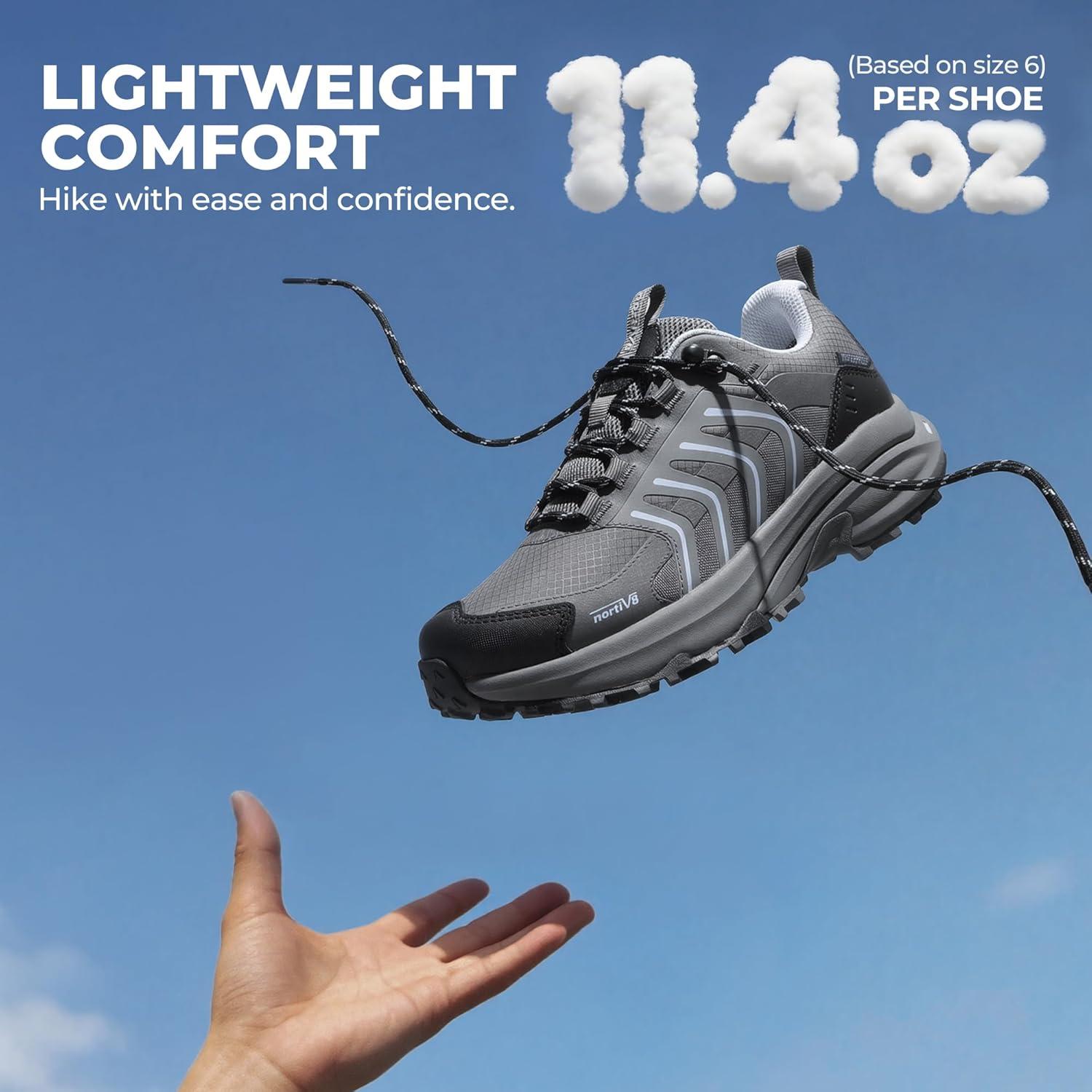 imageNORTIV 8 Womens Waterproof Hiking Shoes Lightweight for Walking All Day Comfort NonSlip Outdoor Trekking Camping Climbing Fashion Sneakers Armadillo FieldLiteDark Grey