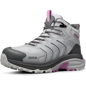 NORTIV 8 Women‘s Hiking Boots Waterproof Lightweight Outdoor Trekking Non Slip Comfortable Camping Ankle Breathable Boot Armadillo FieldLite(Light Grey)