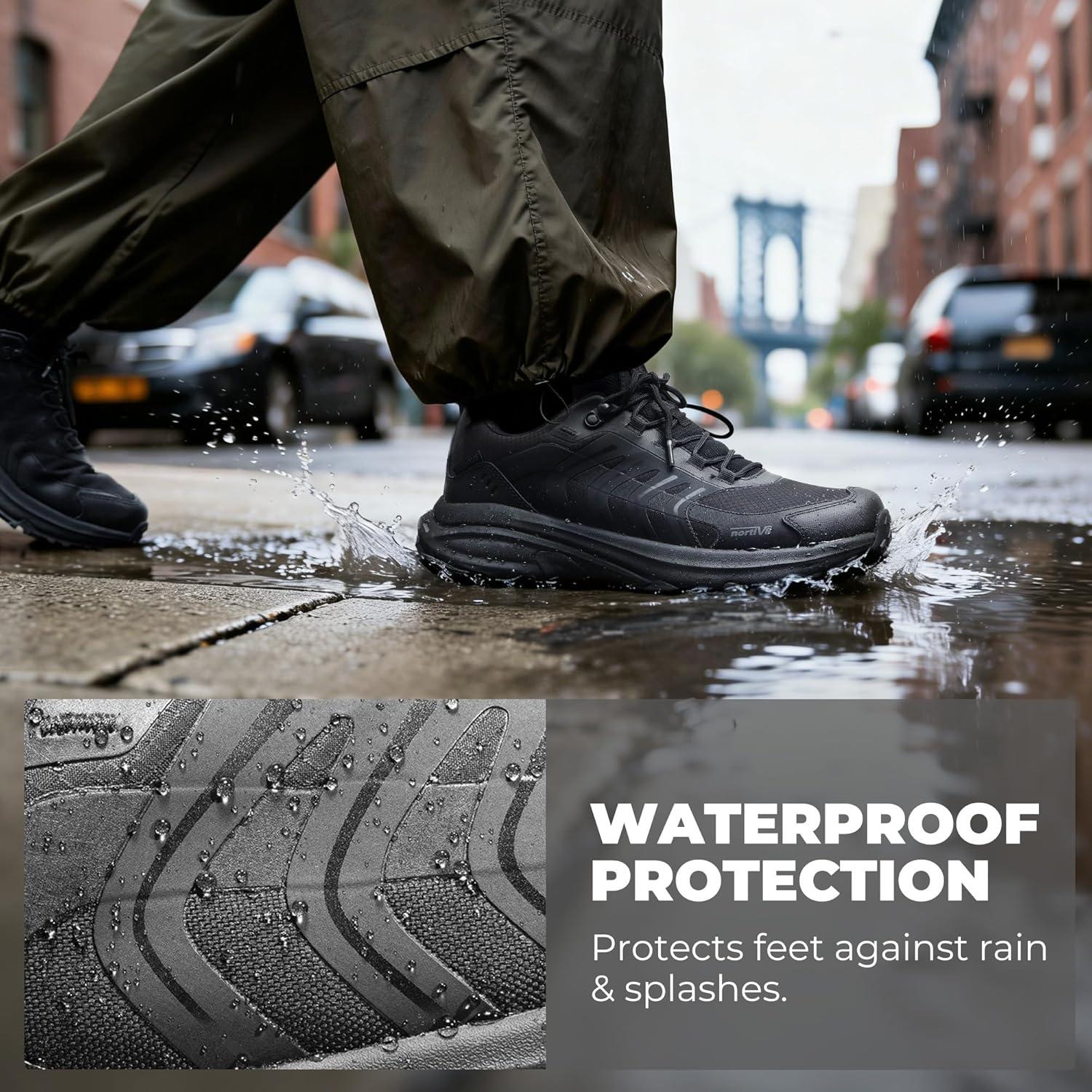 imageNORTIV 8 Mens Waterproof Hiking Shoes NonSlip Lightweight for Walking Comfort Outdoor Trekking Camping Climbing Daily Fashion Sneakers Armadillo FieldLiteAll Black