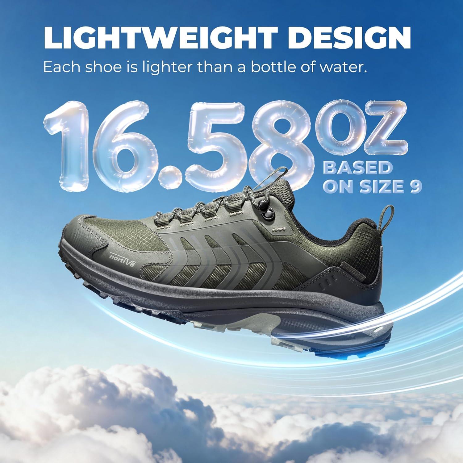 imageNORTIV 8 Mens Waterproof Hiking Shoes NonSlip Lightweight for Walking Comfort Outdoor Trekking Camping Climbing Daily Fashion Sneakers Armadillo FieldLiteArmy Green
