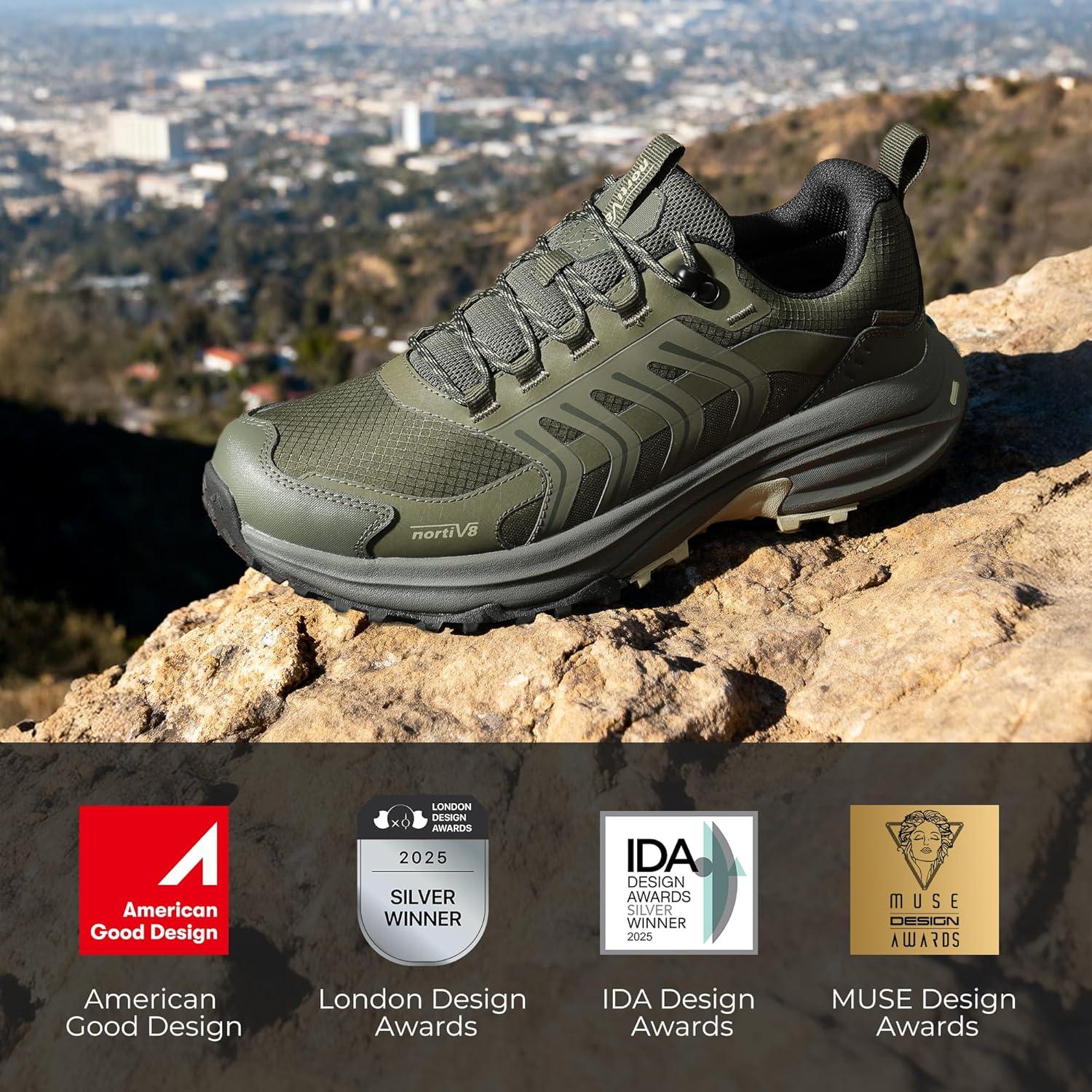 imageNORTIV 8 Mens Waterproof Hiking Shoes NonSlip Lightweight for Walking Comfort Outdoor Trekking Camping Climbing Daily Fashion Sneakers Armadillo FieldLiteArmy Green
