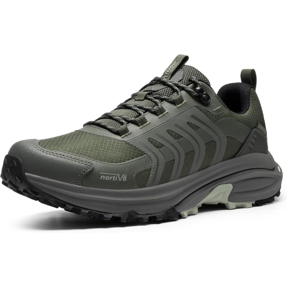 imageNORTIV 8 Mens Waterproof Hiking Shoes NonSlip Lightweight for Walking Comfort Outdoor Trekking Camping Climbing Daily Fashion Sneakers Armadillo FieldLiteArmy Green