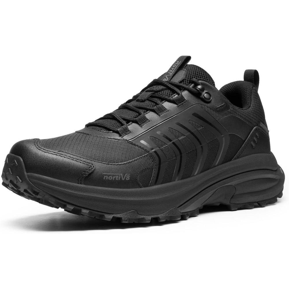 imageNORTIV 8 Mens Waterproof Hiking Shoes NonSlip Lightweight for Walking Comfort Outdoor Trekking Camping Climbing Daily Fashion Sneakers Armadillo FieldLiteAll Black