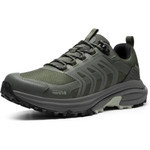NORTIV 8 Men’s Waterproof Hiking Shoes Non-Slip Lightweight for Walking Comfort Outdoor Trekking Camping Climbing Daily Fashion Sneakers Armadillo FieldLite(Army Green)