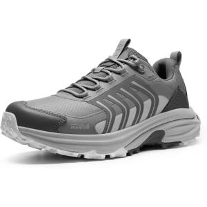 NORTIV 8 Men’s Waterproof Hiking Shoes Non-Slip Lightweight for Walking Comfort Outdoor Trekking Camping Climbing Daily Fashion Sneakers Armadillo FieldLite(Light Grey)
