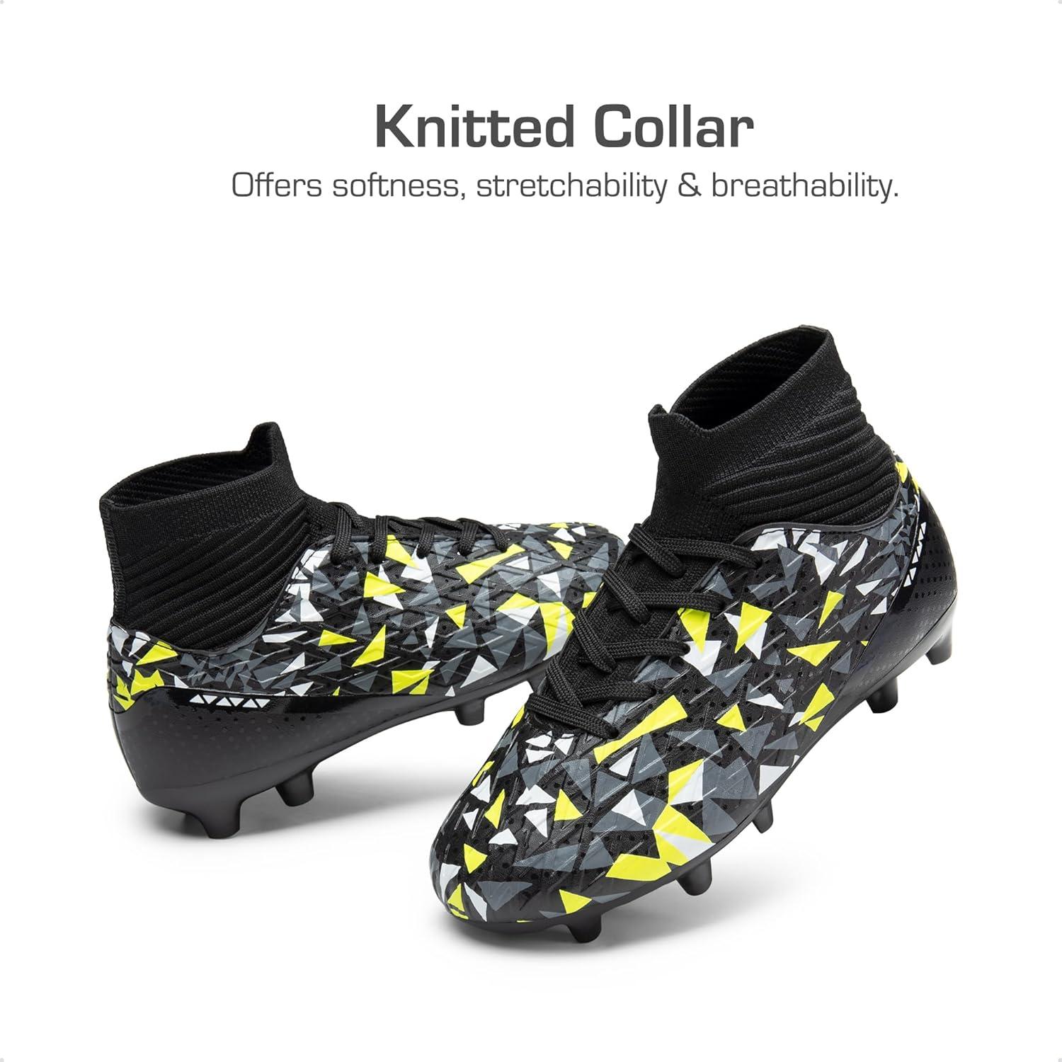 imageDREAM PAIRS Boys Football Cleats Youth High Top Firm Ground Soccer Shoes for LittleBig KidsBlackNeonGreen