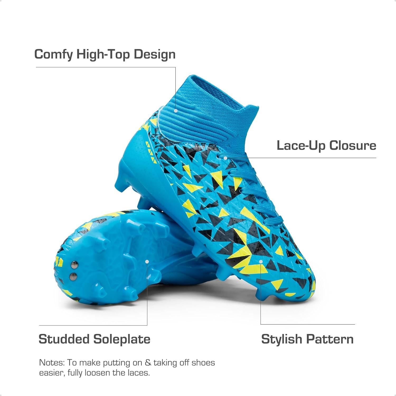 imageDREAM PAIRS Boys Football Cleats Youth High Top Firm Ground Soccer Shoes for LittleBig KidsBlue