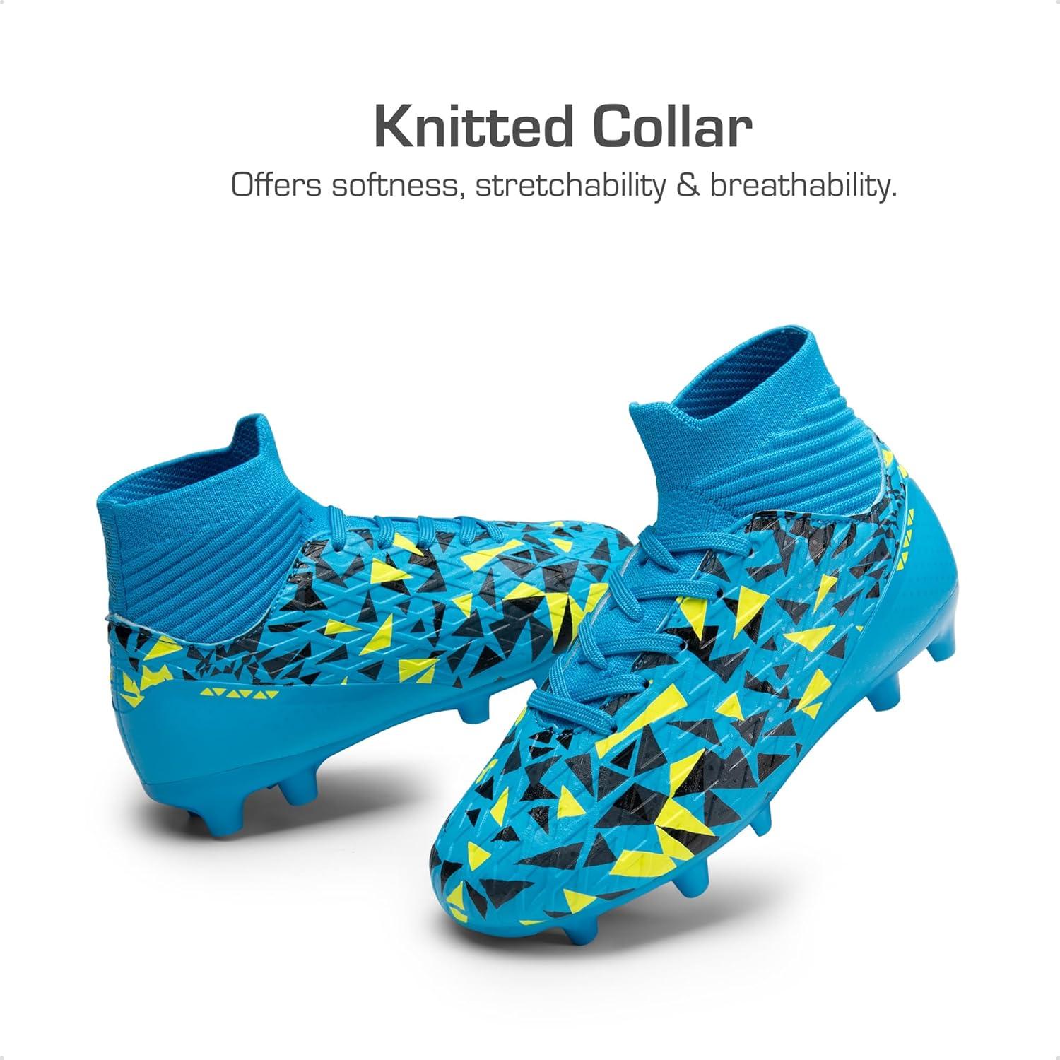imageDREAM PAIRS Boys Football Cleats Youth High Top Firm Ground Soccer Shoes for LittleBig KidsBlue