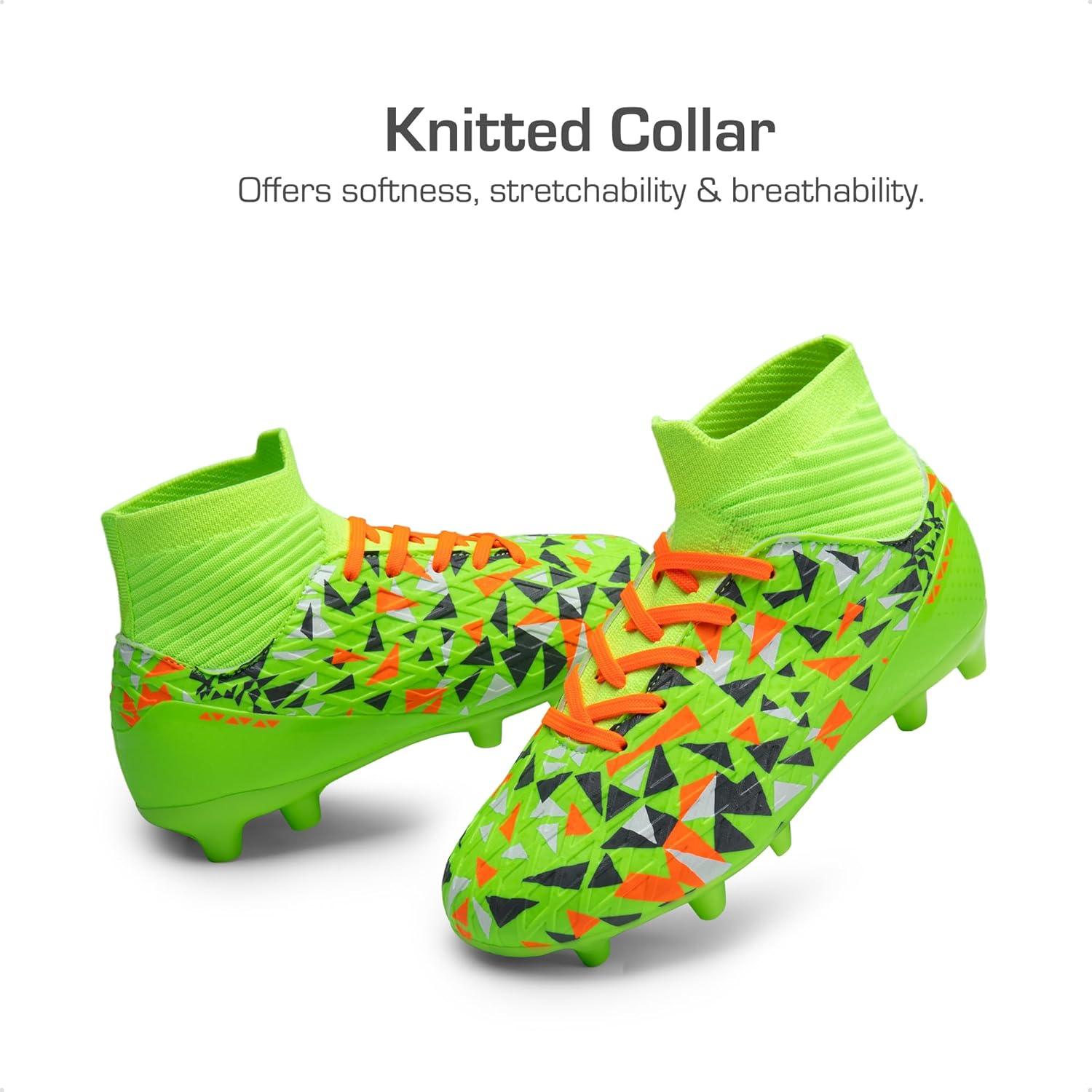 imageDREAM PAIRS Boys Football Cleats Youth High Top Firm Ground Soccer Shoes for LittleBig KidsNeon Green