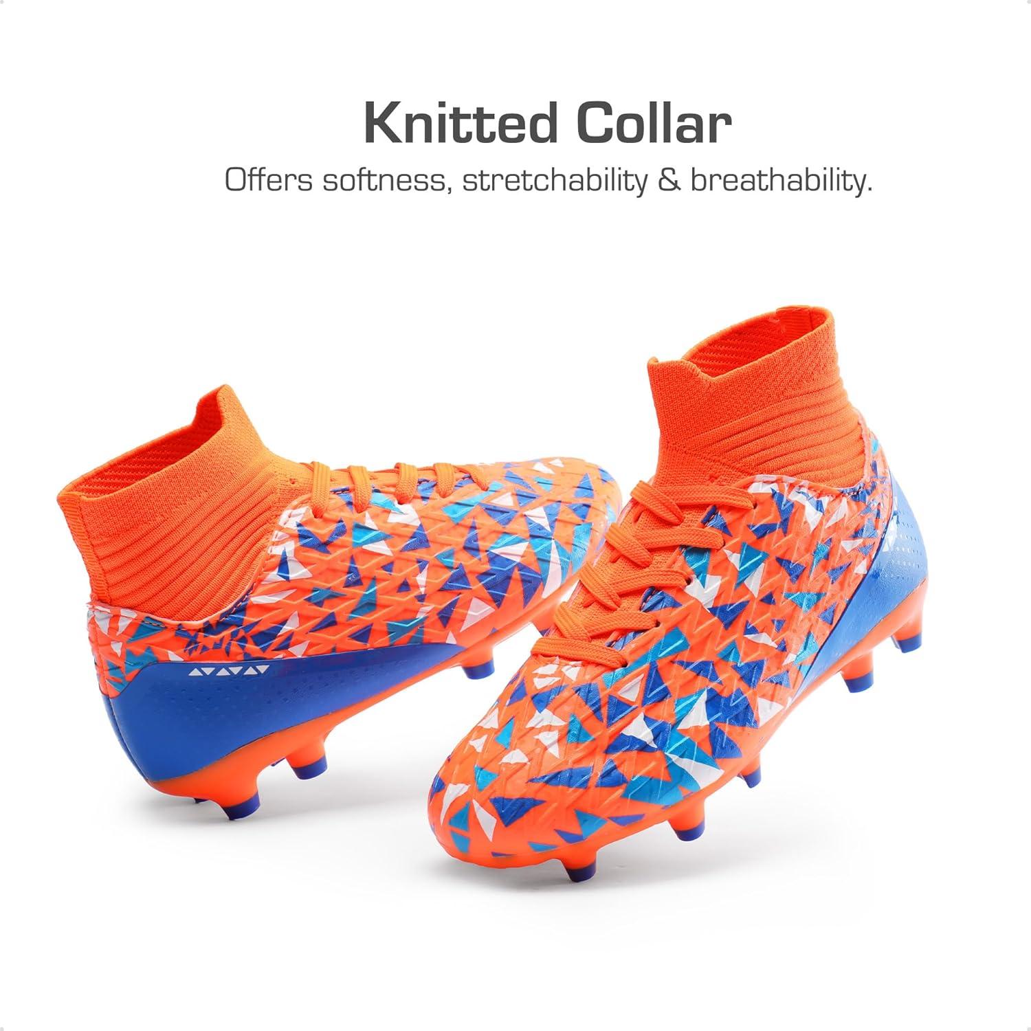 imageDREAM PAIRS Boys Football Cleats Youth High Top Firm Ground Soccer Shoes for LittleBig KidsOrangeBlue