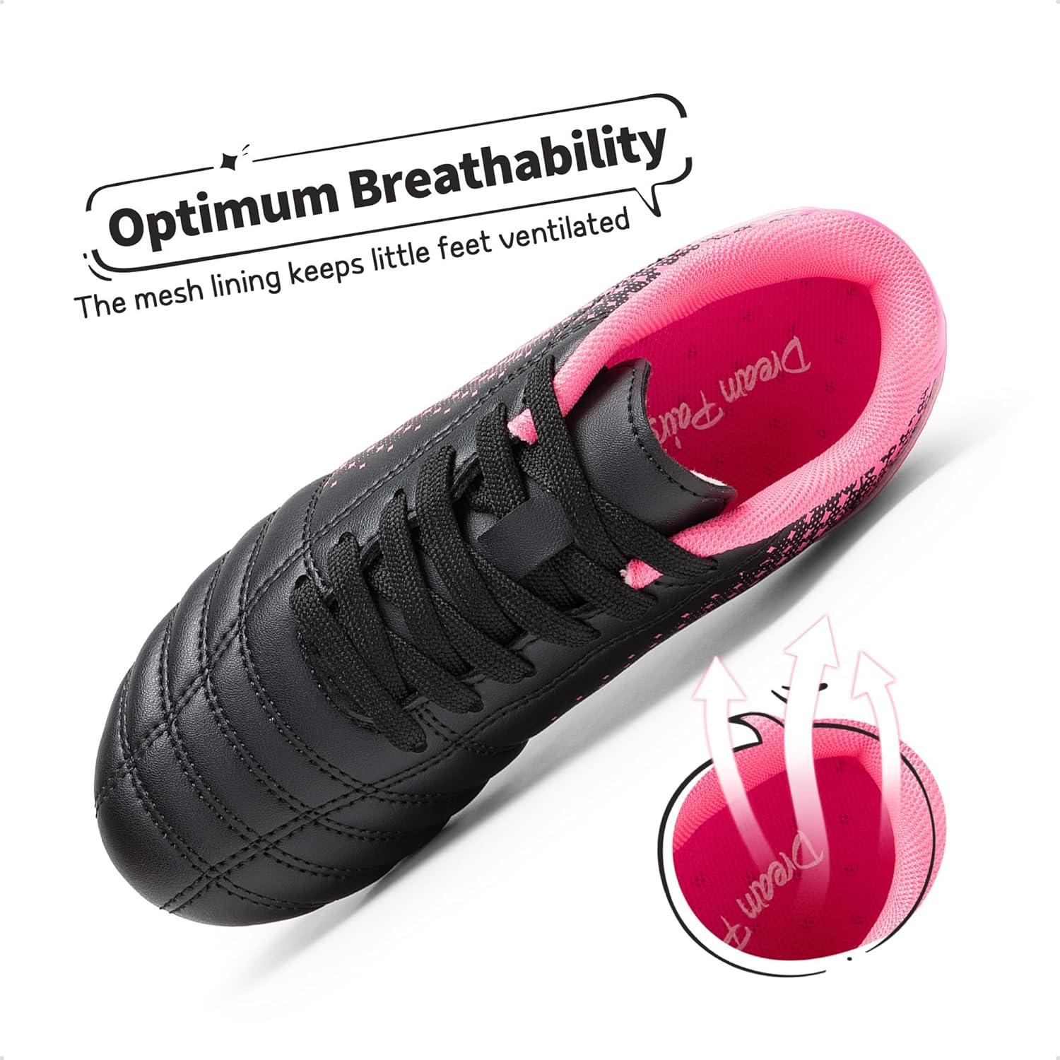 imageDREAM PAIRS Boys Girls Outdoor Sport Football Shoes Soccer Cleats for LittleBig KidBlackHot Pink