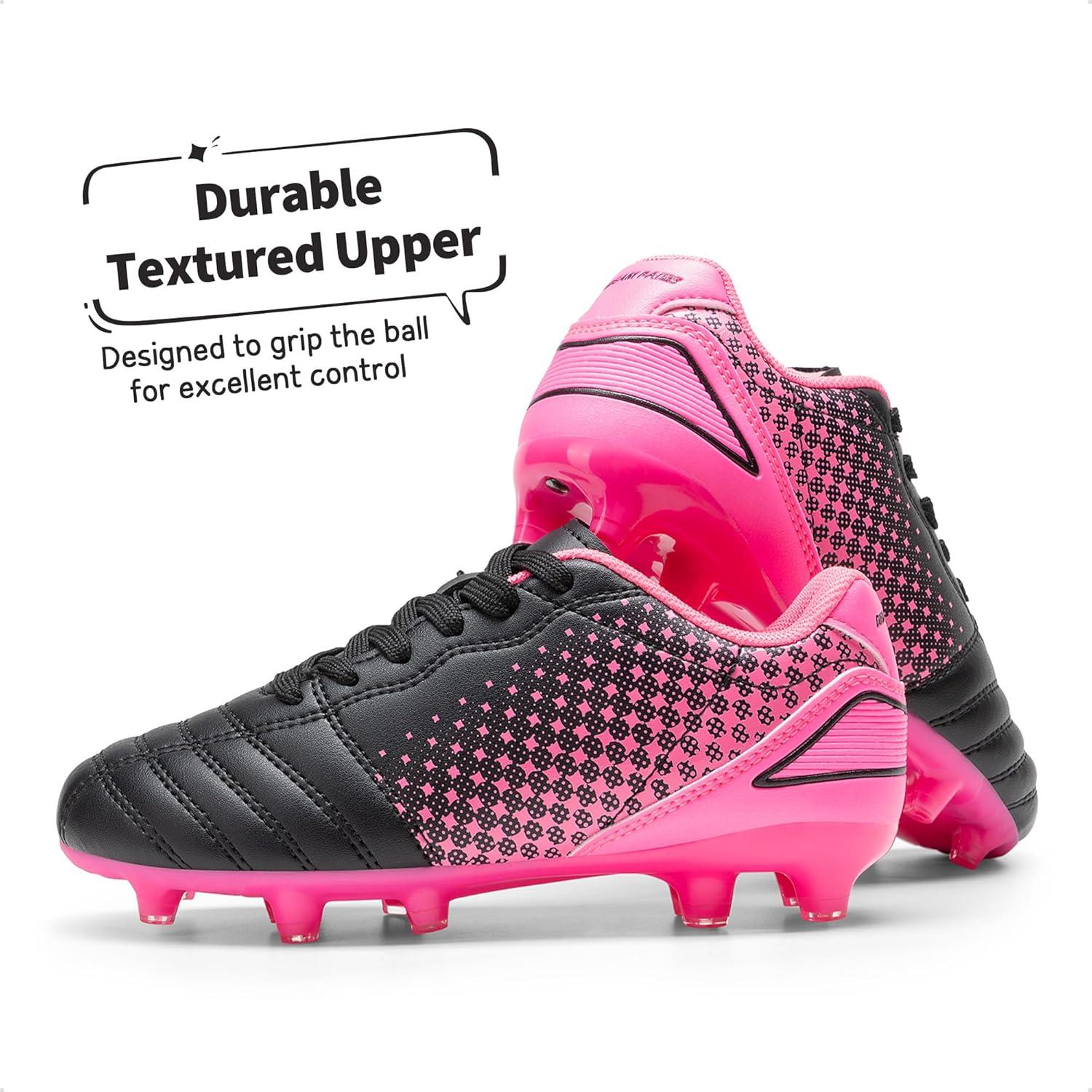 imageDREAM PAIRS Boys Girls Outdoor Sport Football Shoes Soccer Cleats for LittleBig KidBlackHot Pink